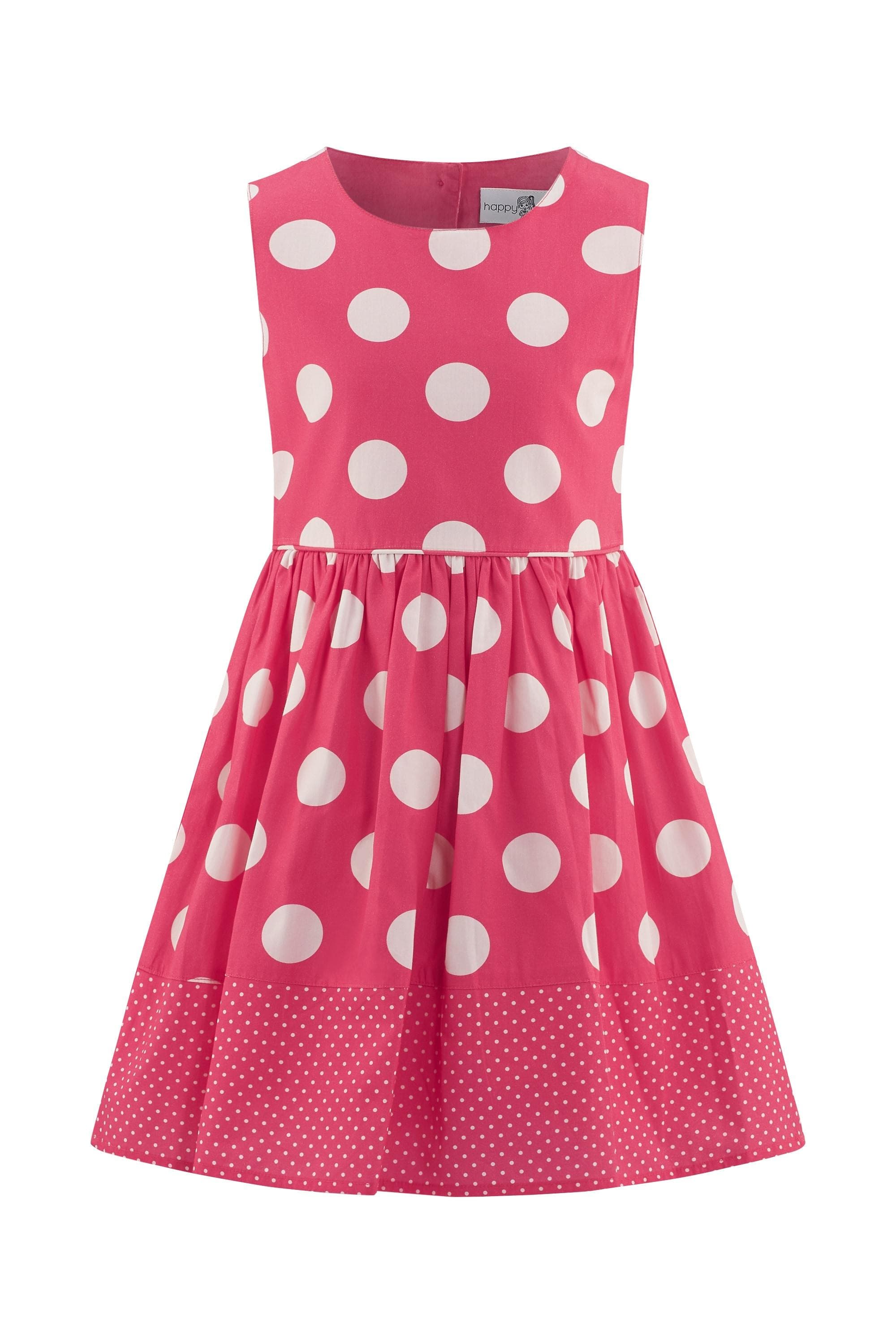 happy girls Sommerkleid Mädchen pink 100% Baumwolle Tupfen