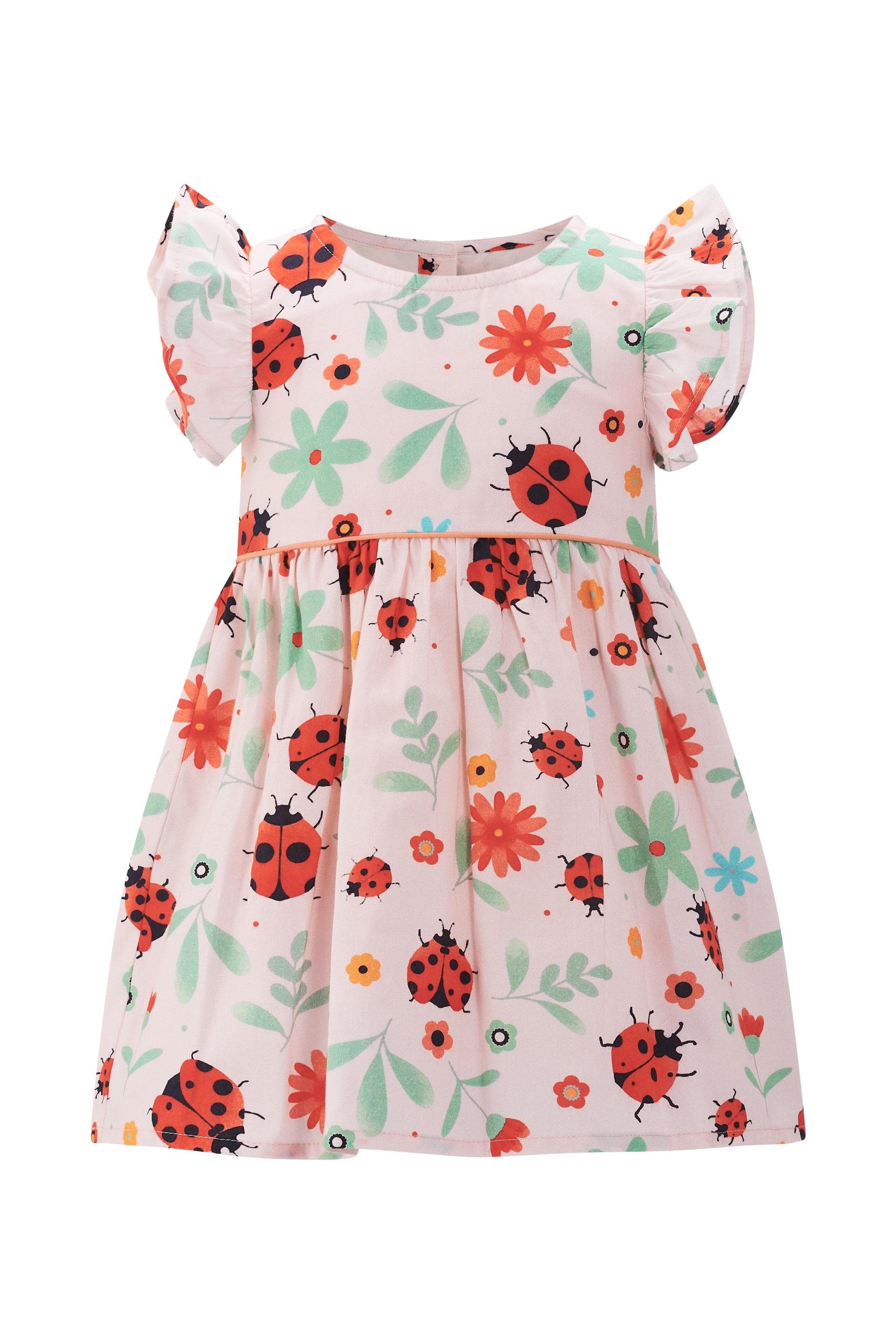 happy girls Sommerkleid Mädchen Marienkäfer-Druck Baumwolle Rosa