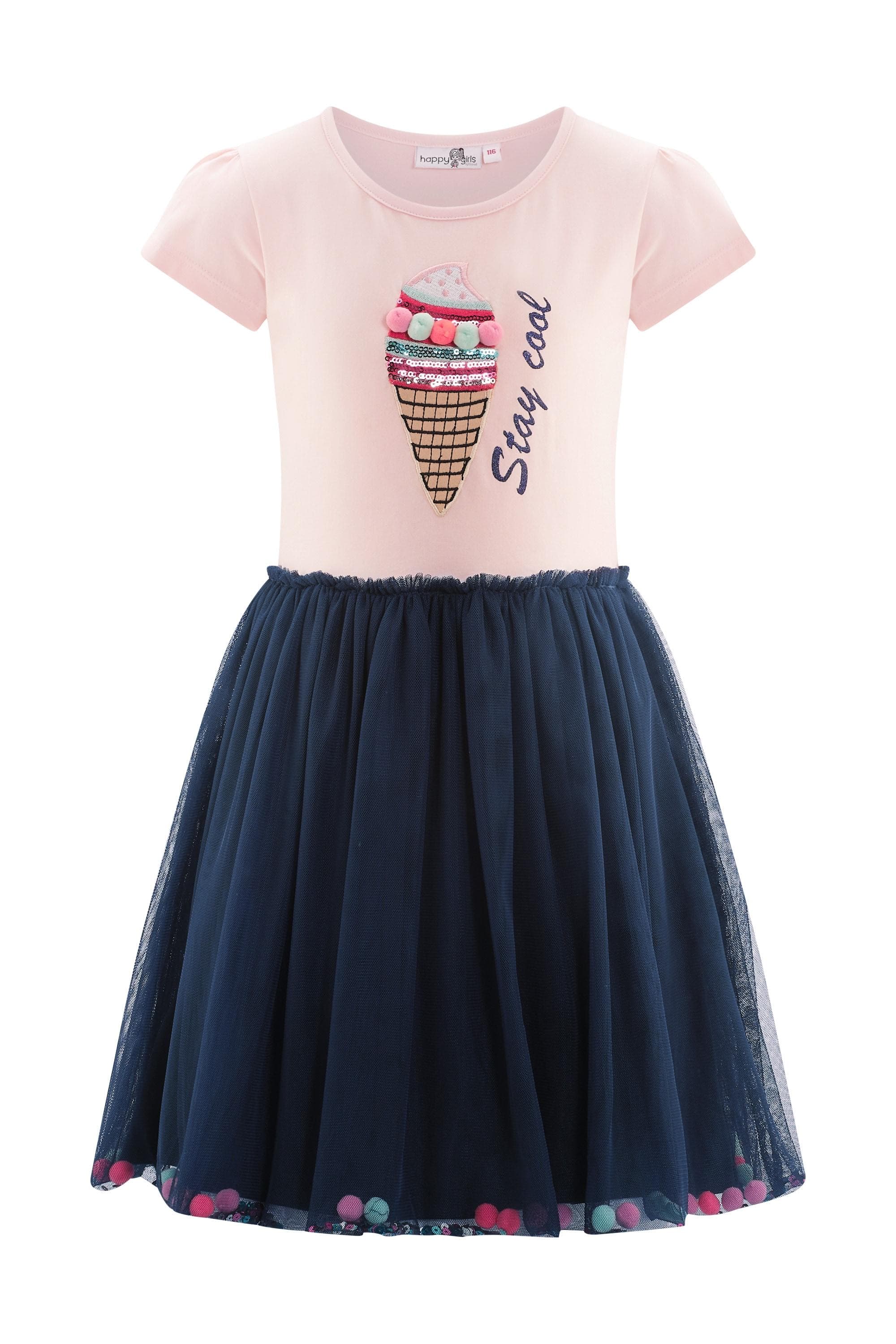 Jerseykleid HAPPY GIRLS Mädchen rose bestickt mit Tüllrock