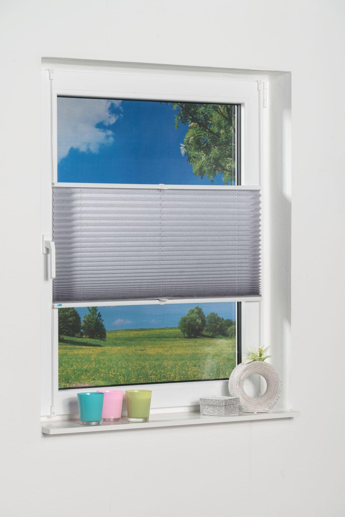 Plissee in Crushed-Optik, grau/silbergrau, 45x130cm