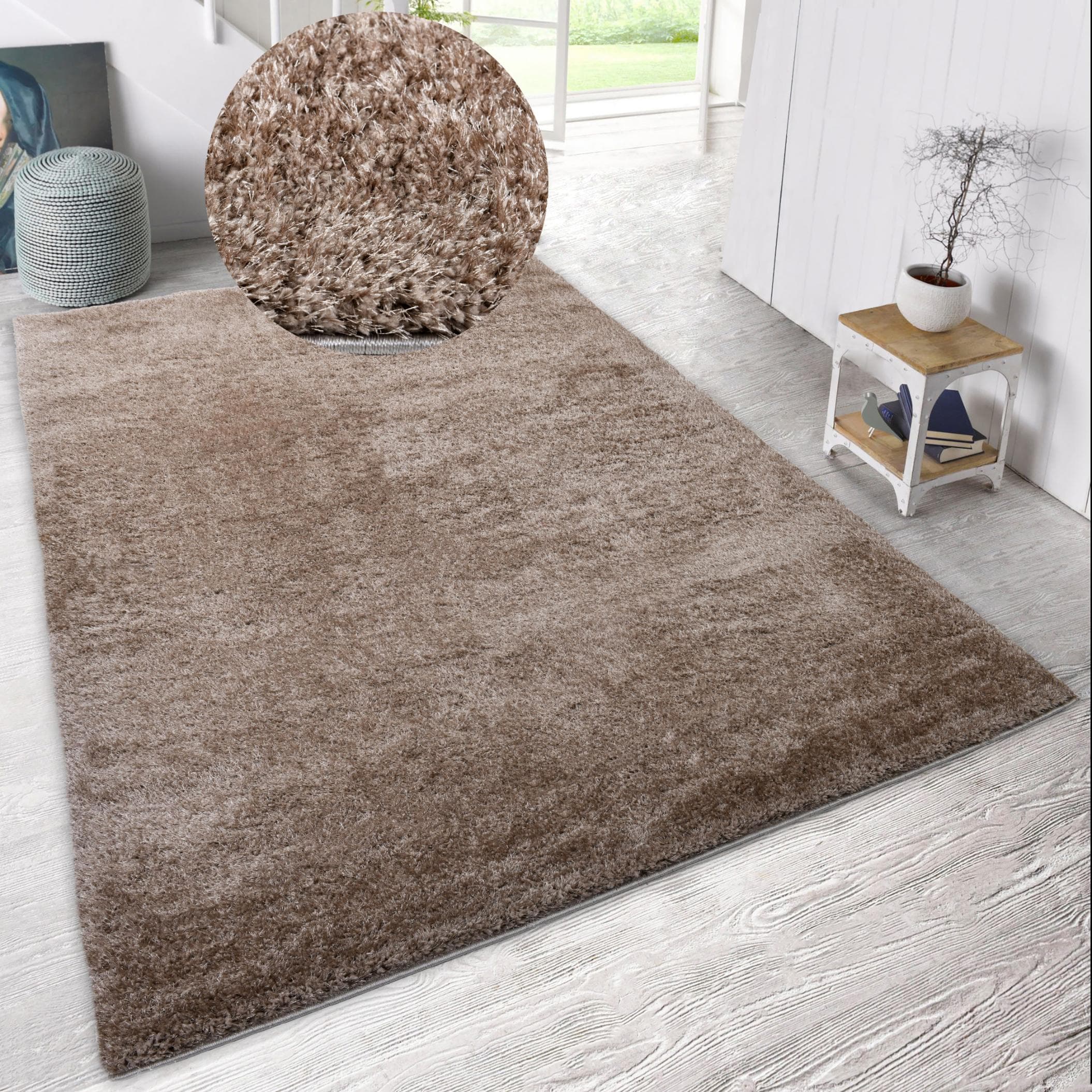 Moderner Shaggy-Teppich in Beige und Sand