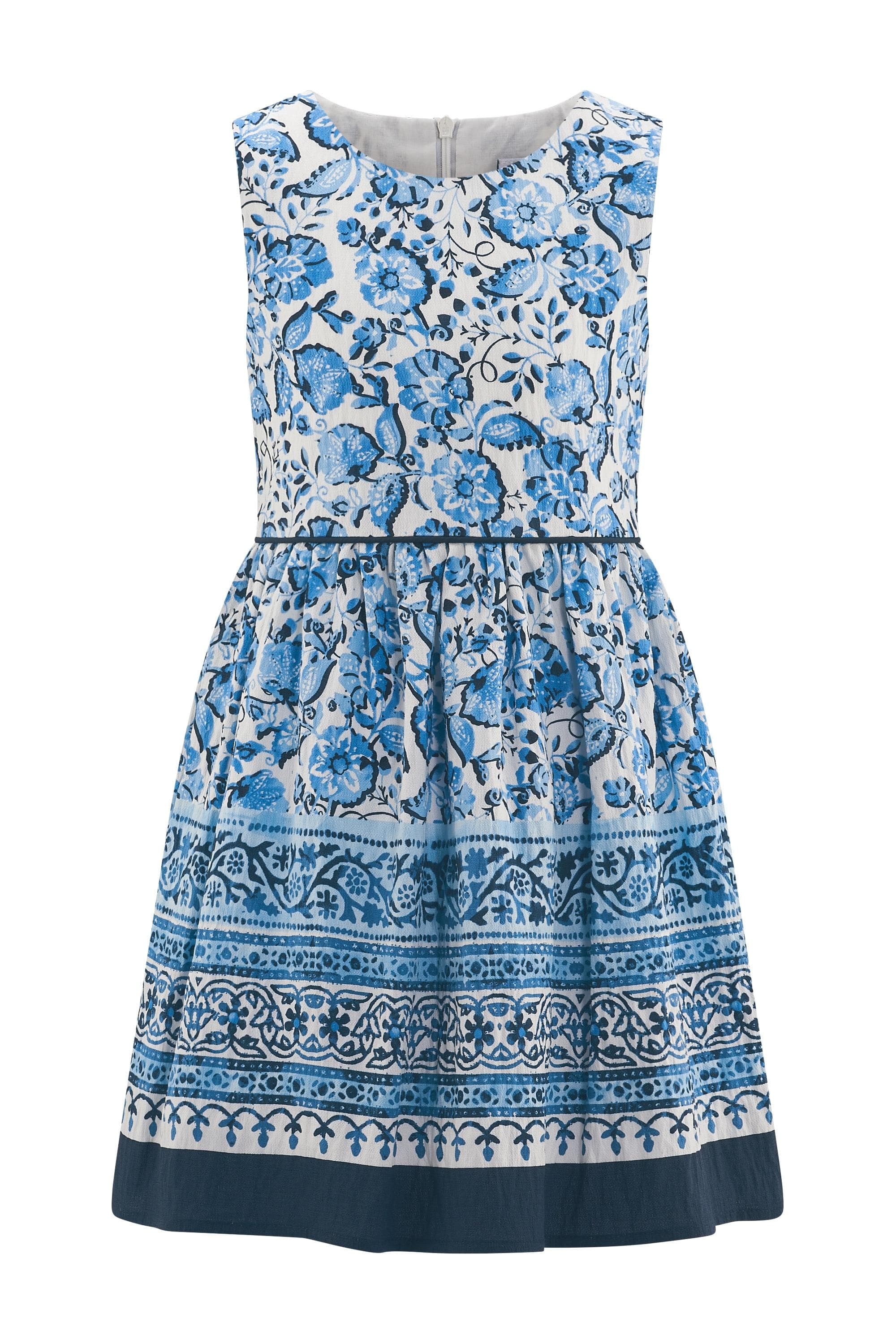 happy girls Sommerkleid Mädchen navy Bordürendruck Baumwolle