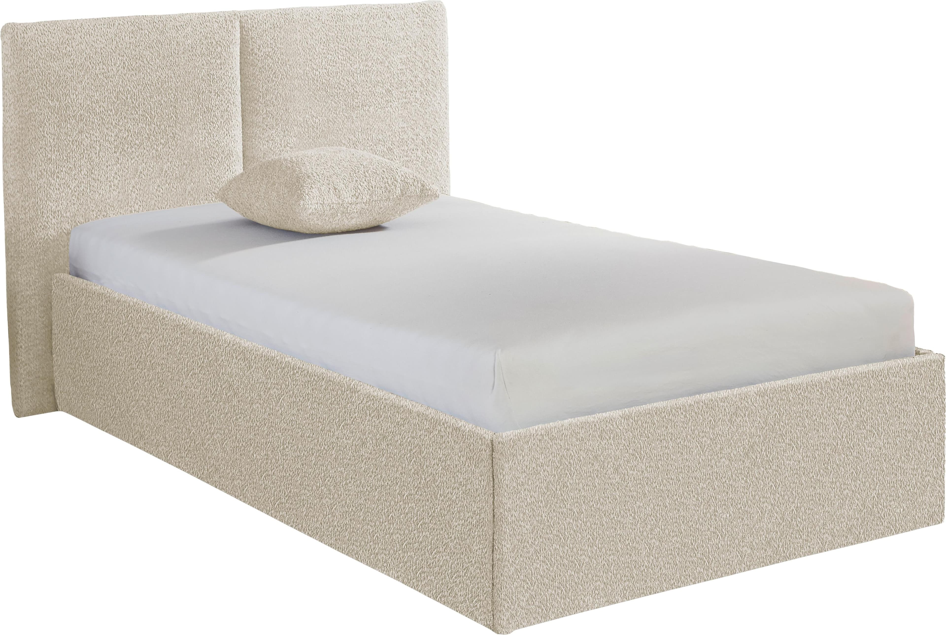 Westfalia Schlafkomfort Polsterbett hellbeige Bouclé mit Stauraum