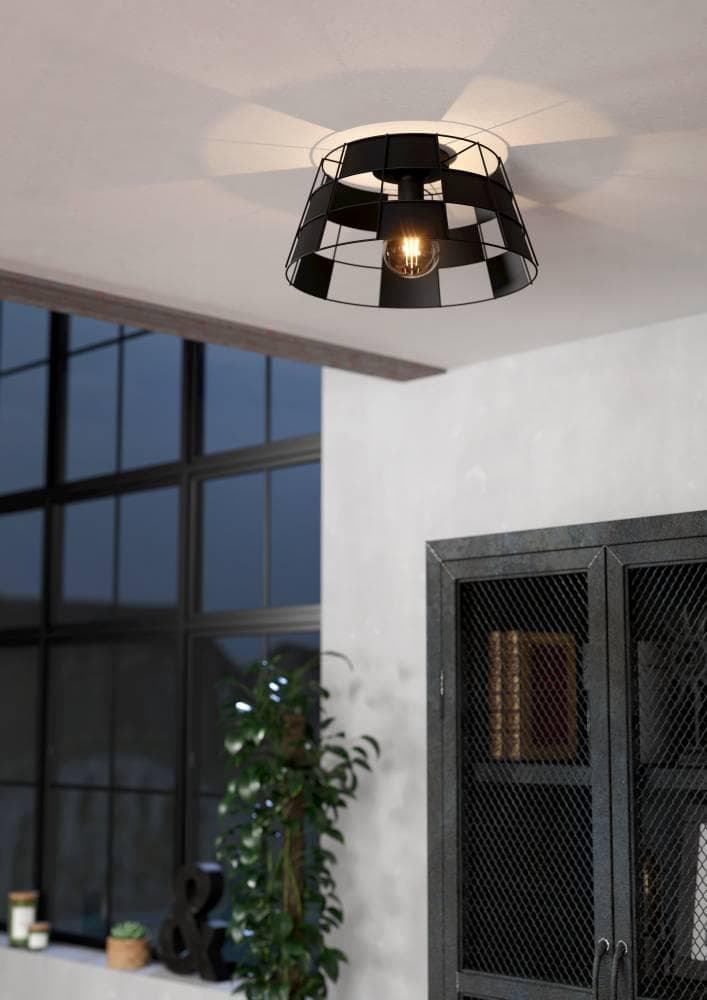 EGLO Pontefract Deckenleuchte aus Stahl Schwarz