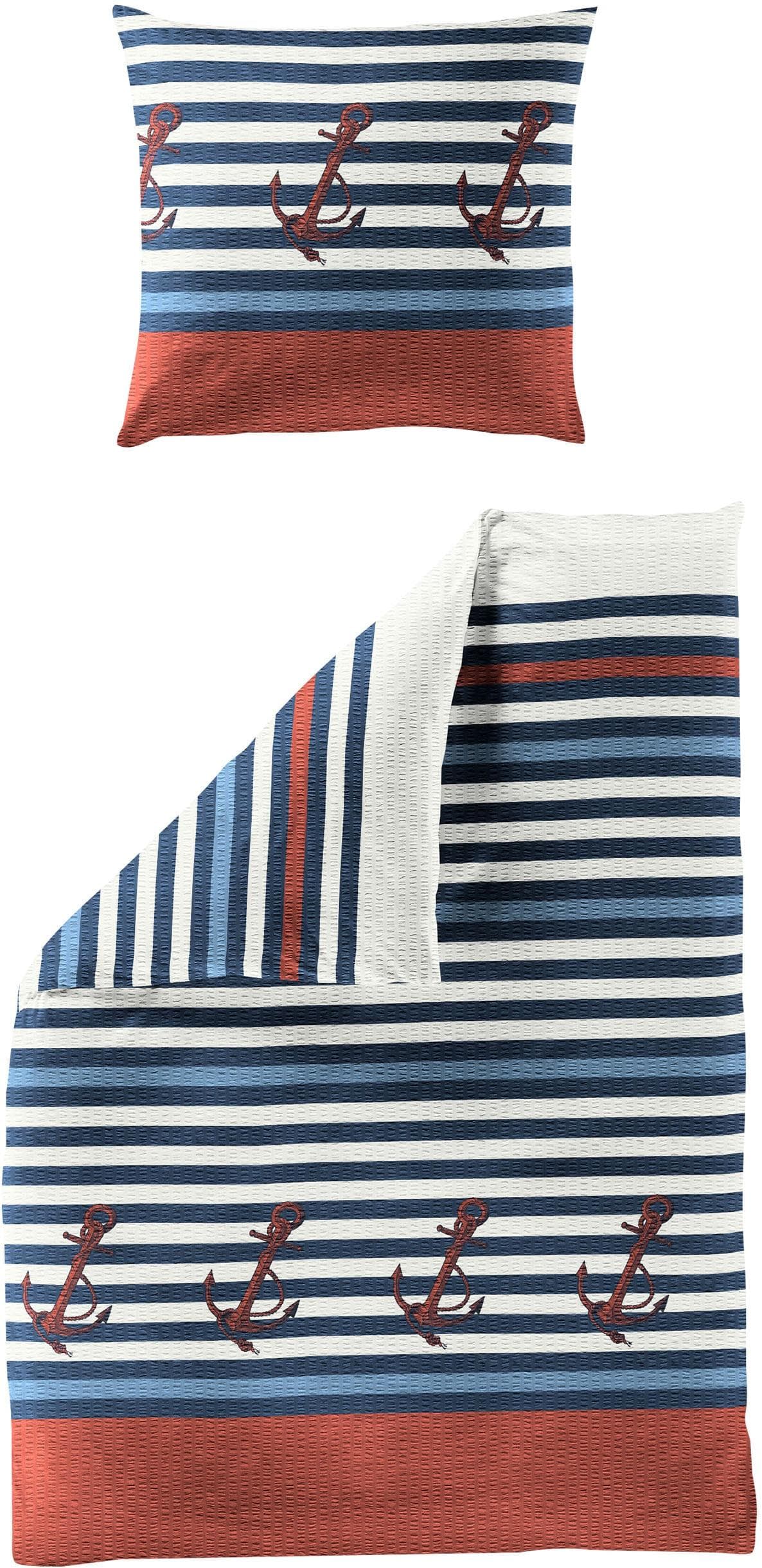 Bettwäsche BIERBAUM 3704 Blau Anker-Motiv
