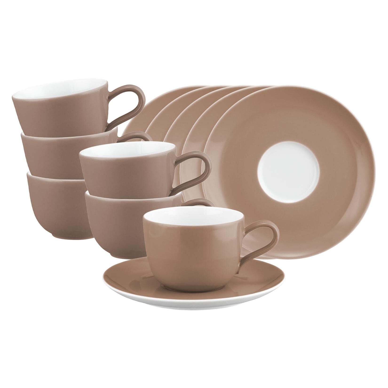 Seltmann Weiden Kaffeetassen-Set 6er Liberty Pure Colors 260 ml Cocoa Brown