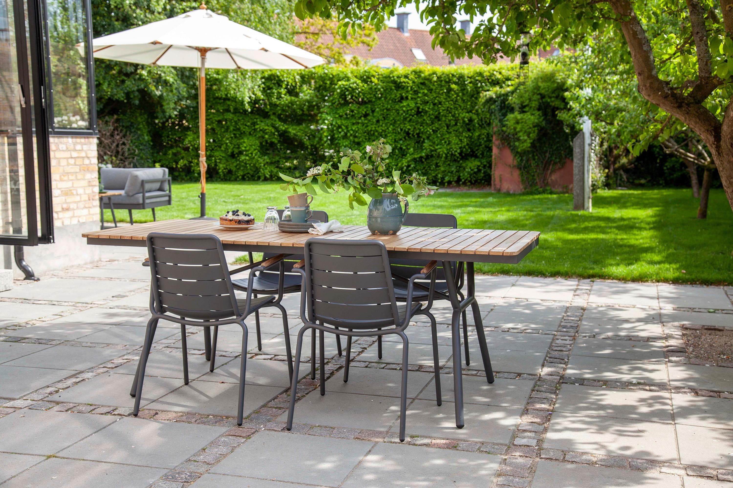 Gartentischgruppe Parc Anthrazit/Teak 5-tlg. Metall & Holz