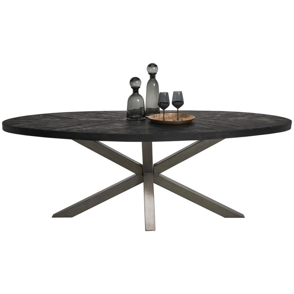 Ambia Home Esstisch Schwarz Holz Metall Akazie Oval