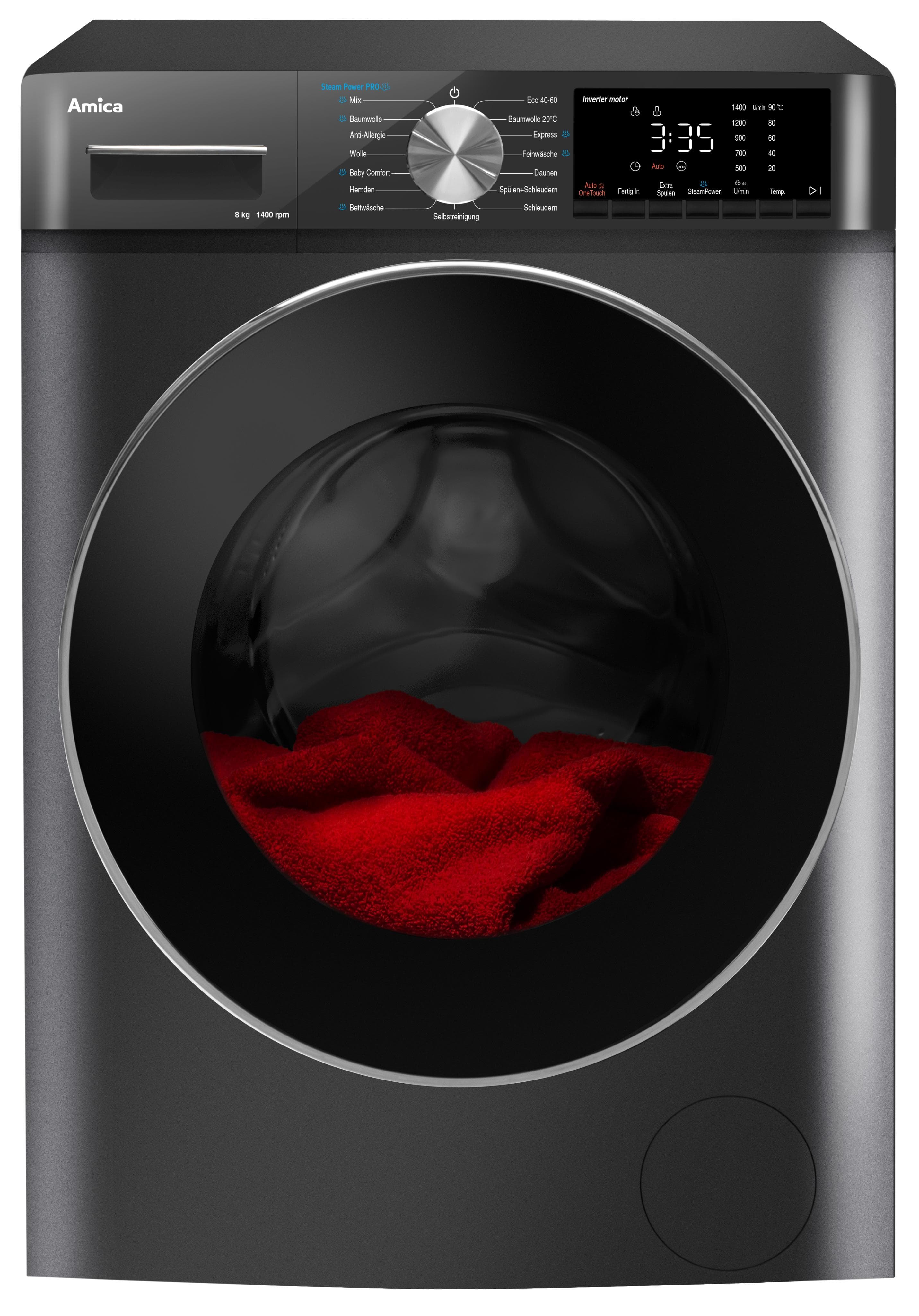Amica Waschmaschine WA 484 085 G Frontlader 8 kg LED-Display
