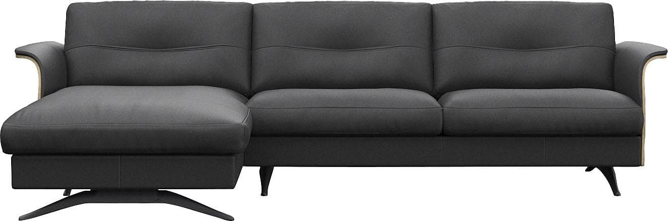 Ecksofa Flexlux Glow Schwarz Federkern-Polsterung