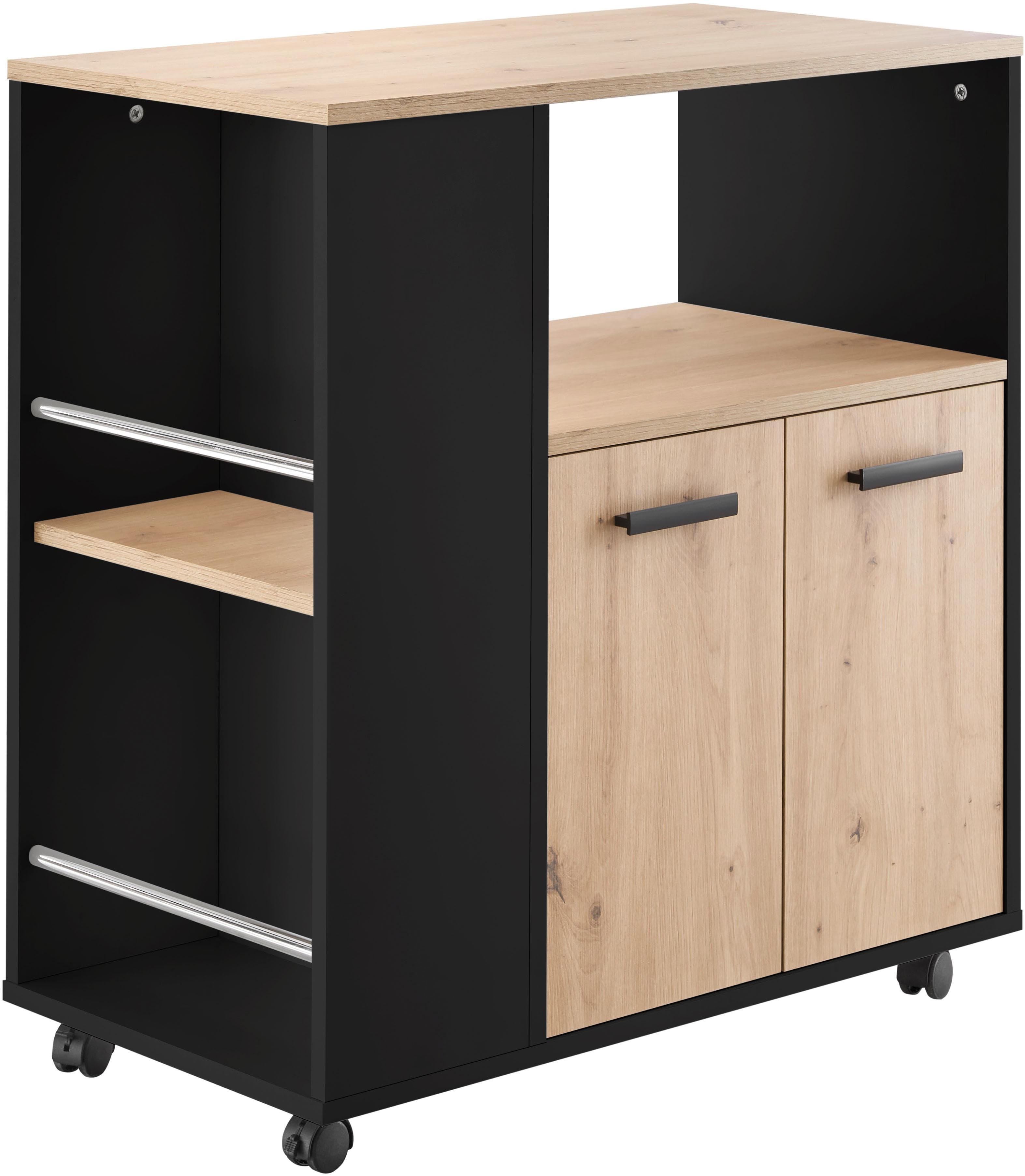 Küchenwagen BASIC BY BALCULINA Schwarz Eichefarben Artisan Rollwagen