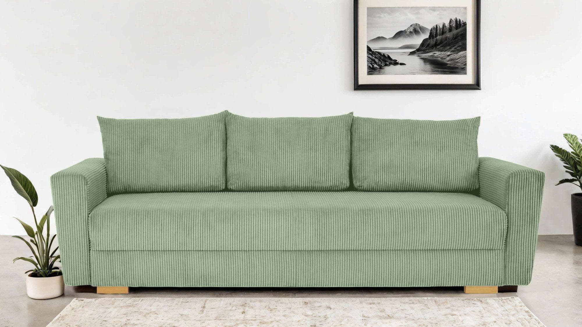 Home affaire Schlafsofa MAGHERA 3-Sitzer Grün mit Bettkasten