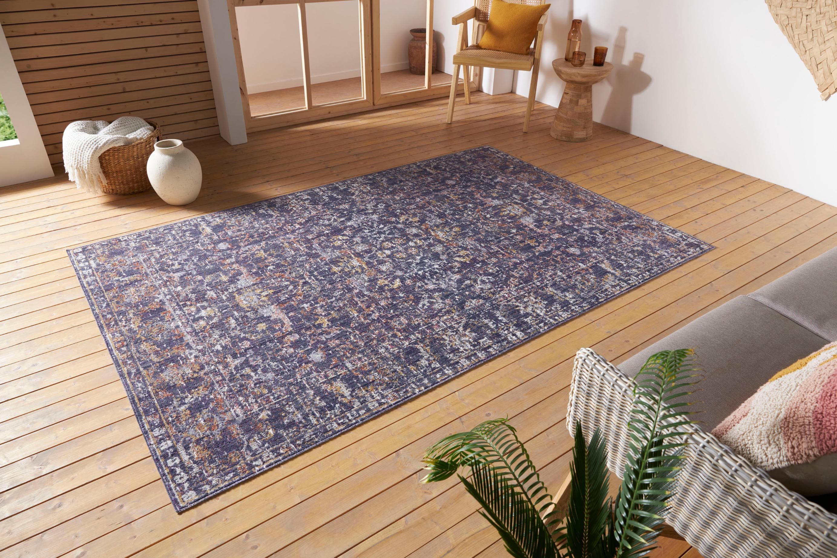 NORTHRUGS Sues Teppich Bunt Grau Orient Vintage In- & Outdoor