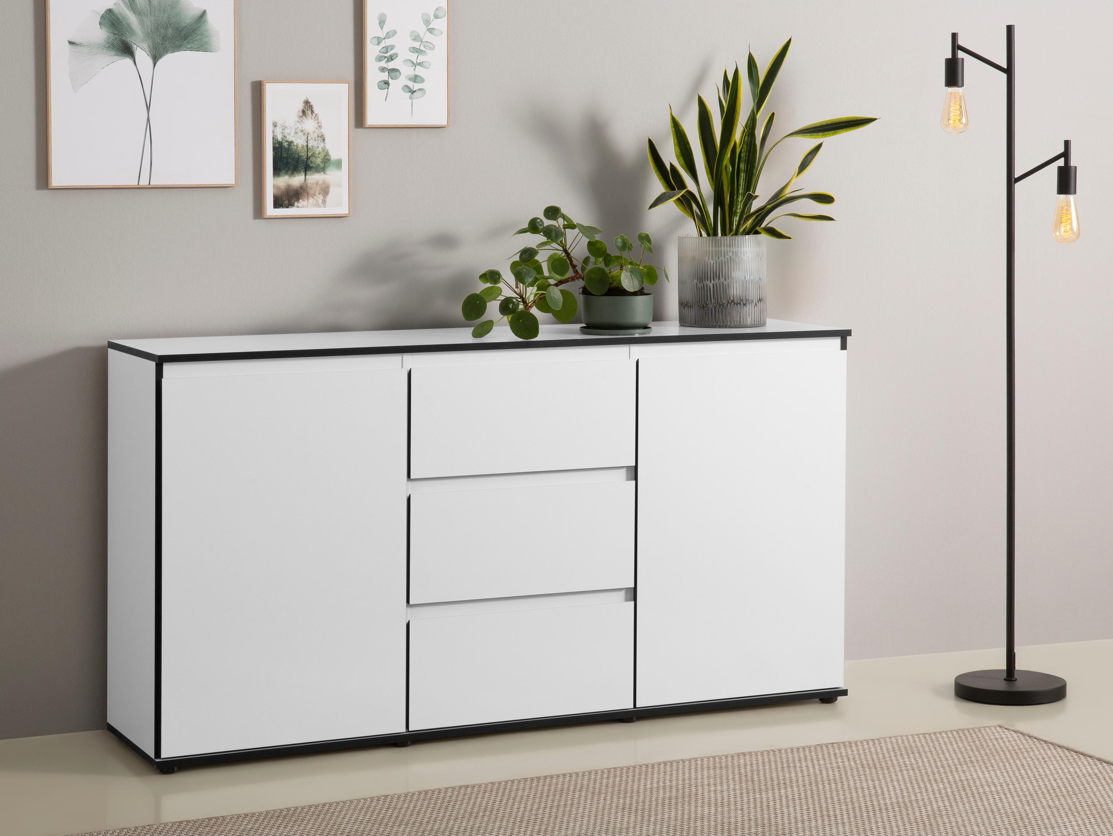 HELA Sideboard Ariana Schwarz-Weiß mit Griffmulden