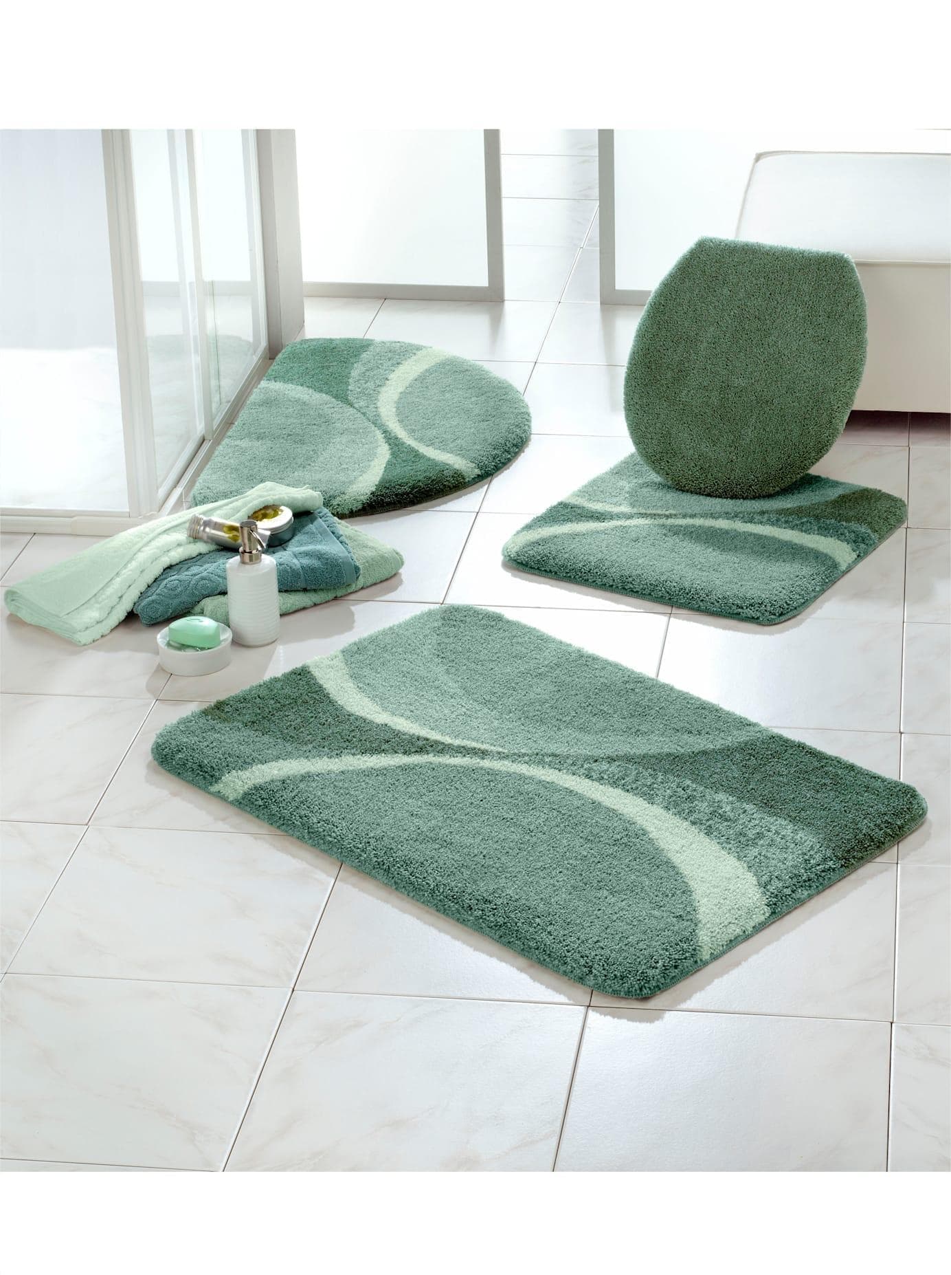 Badematte GRUND Gr. 4 Jadegrün Quadratisch mit Ausschnitt 50x50 cm