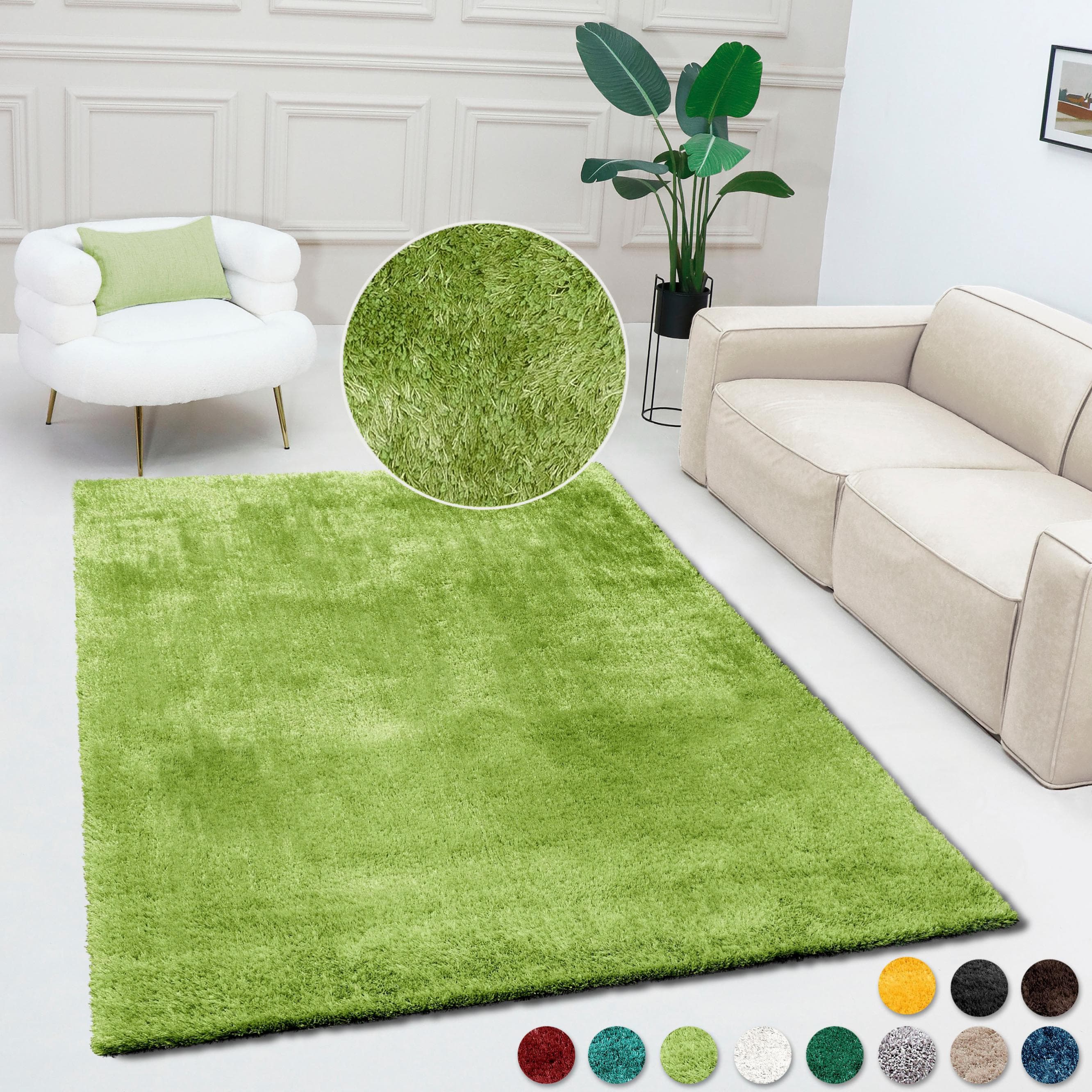 Bruno Banani Dana Teppich, besonders weich und kuschelig, rechteckig, uni, Mikrofaser Teppiche, Wohnzimmer, Schlafzimmer, Esszimmer