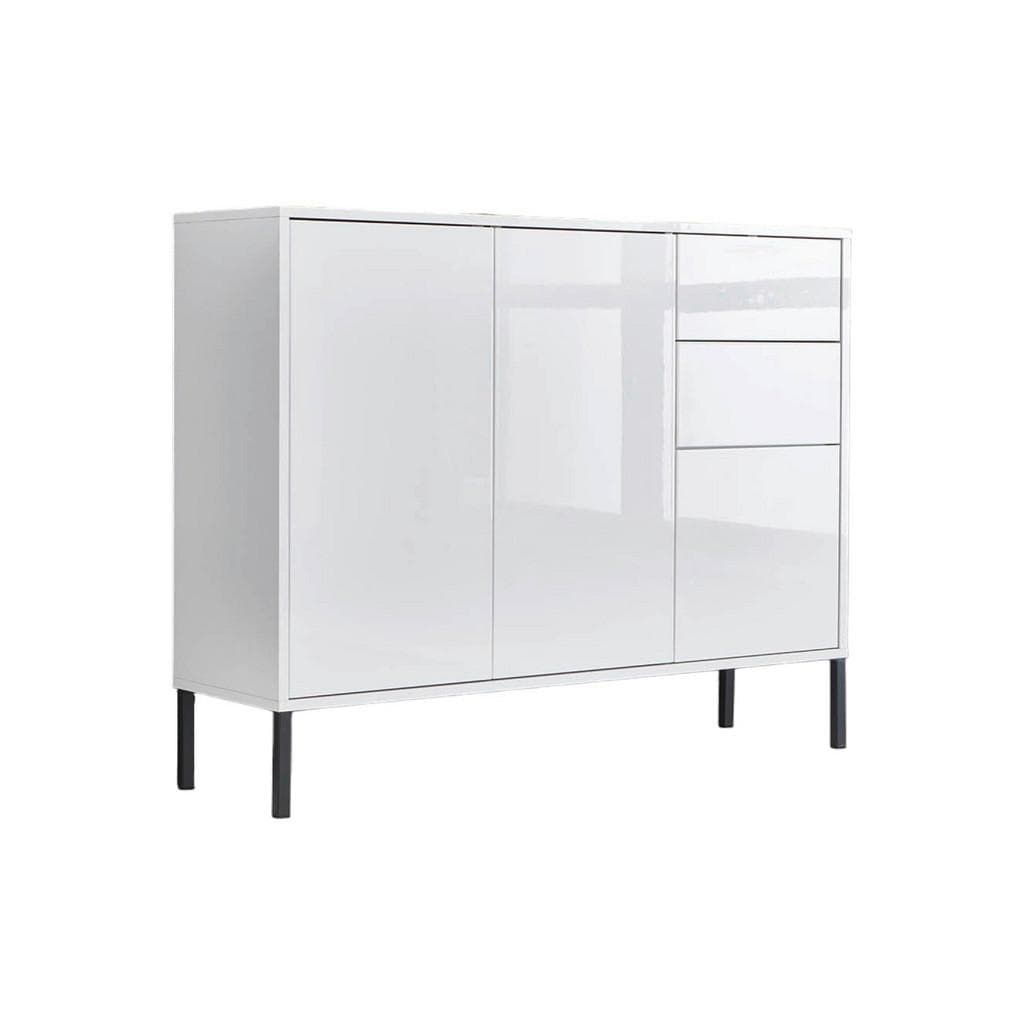 BMG Möbel Mailand Sideboard Weiß Hochglanz mit Push-to-Open