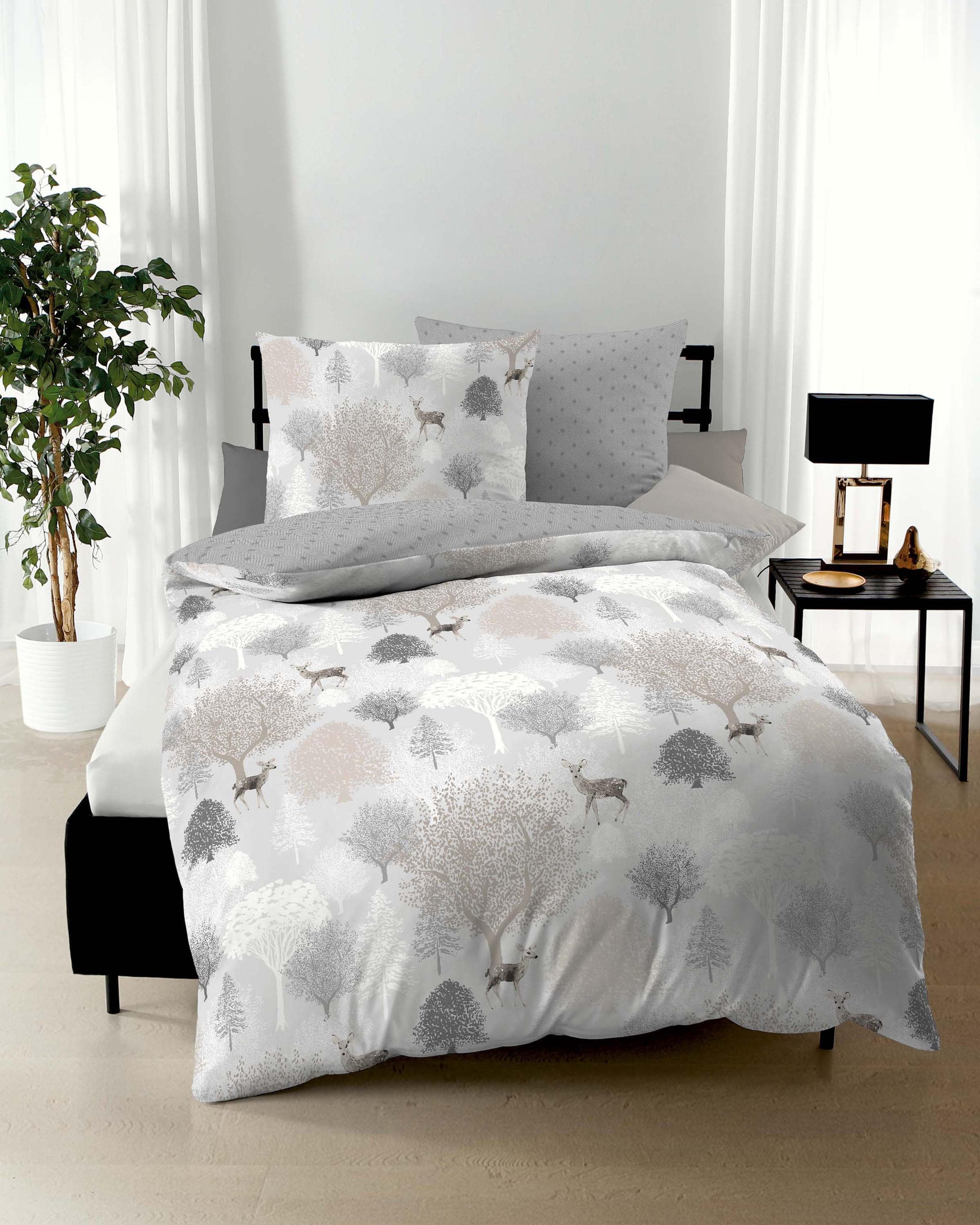 Wendebettwäsche KAEPPEL Autumn Silber mit Rehen