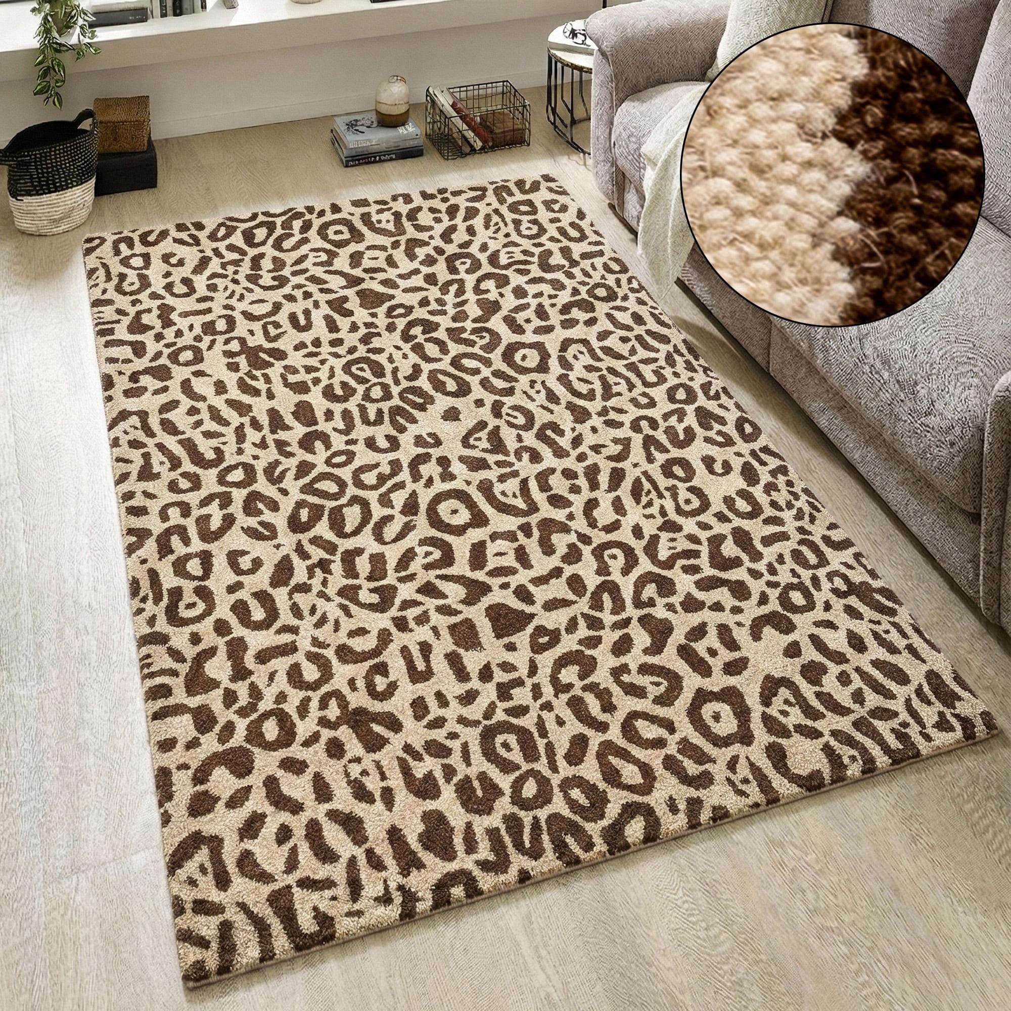 Wollteppich OTTO HOME Gabbo Leo Leopardenmuster Handgearbeitet Sand