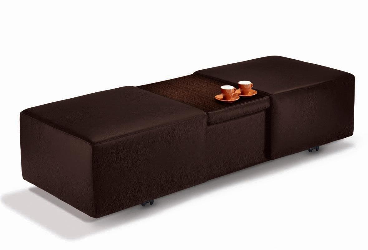 W.SCHILLIG Hocker taboo Ausziehbar mit Stauraum Leder Mocca