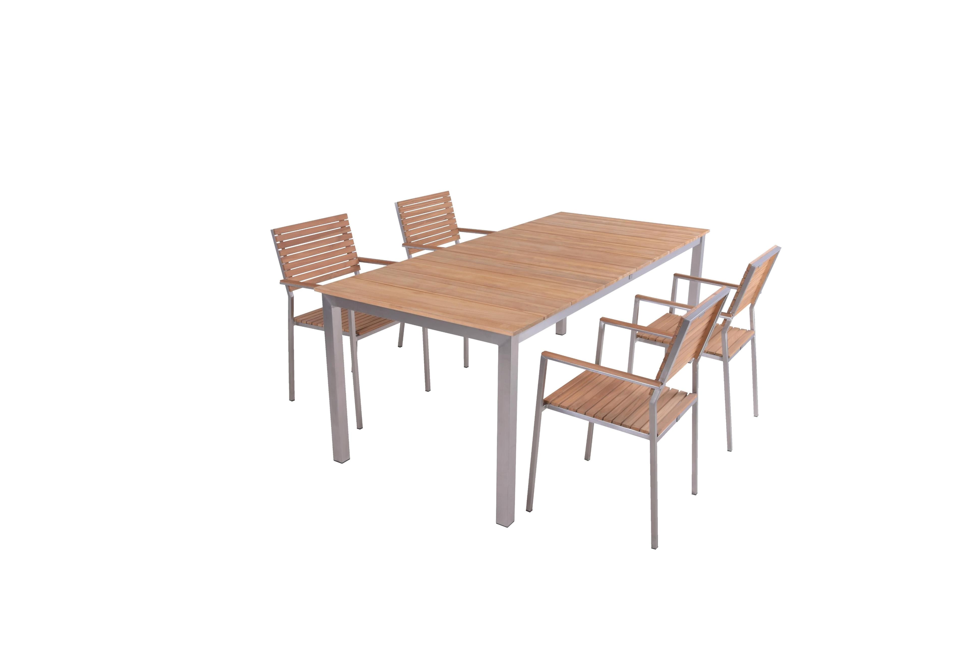 Gartentischgruppe Dallas- Denver Teak 5-tlg. Braun/Grau