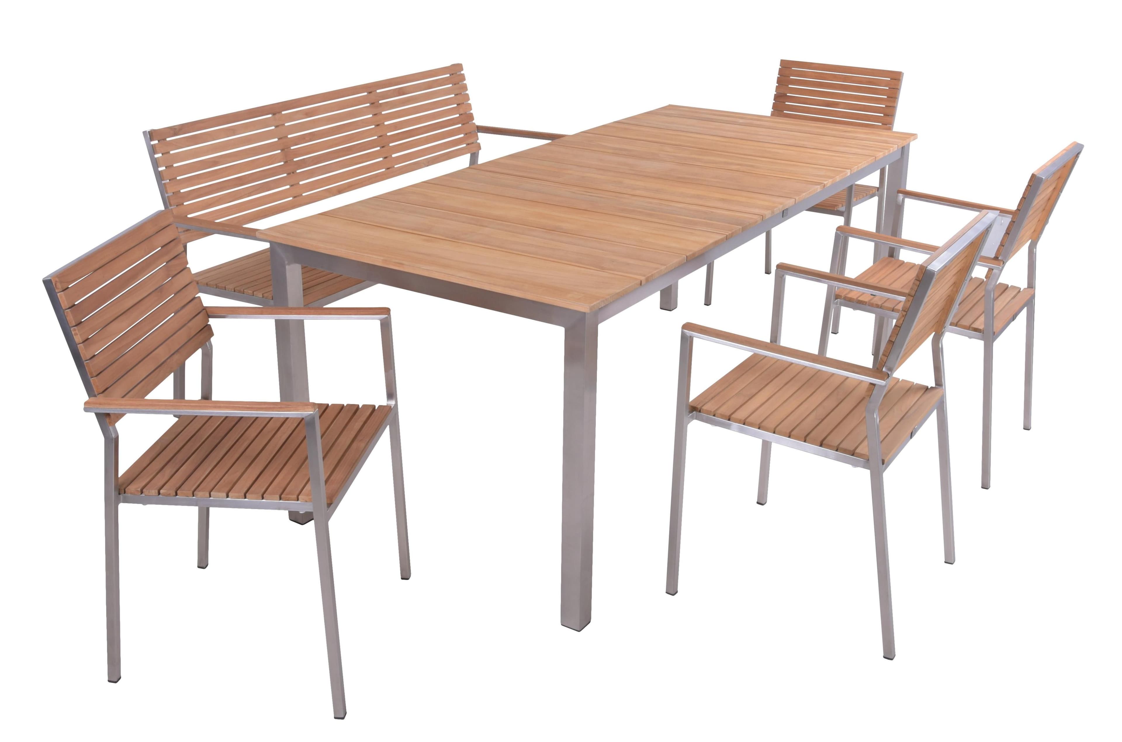 Garden Pleasure Garten-Essgruppe 6-tlg. Edelstahl Teak