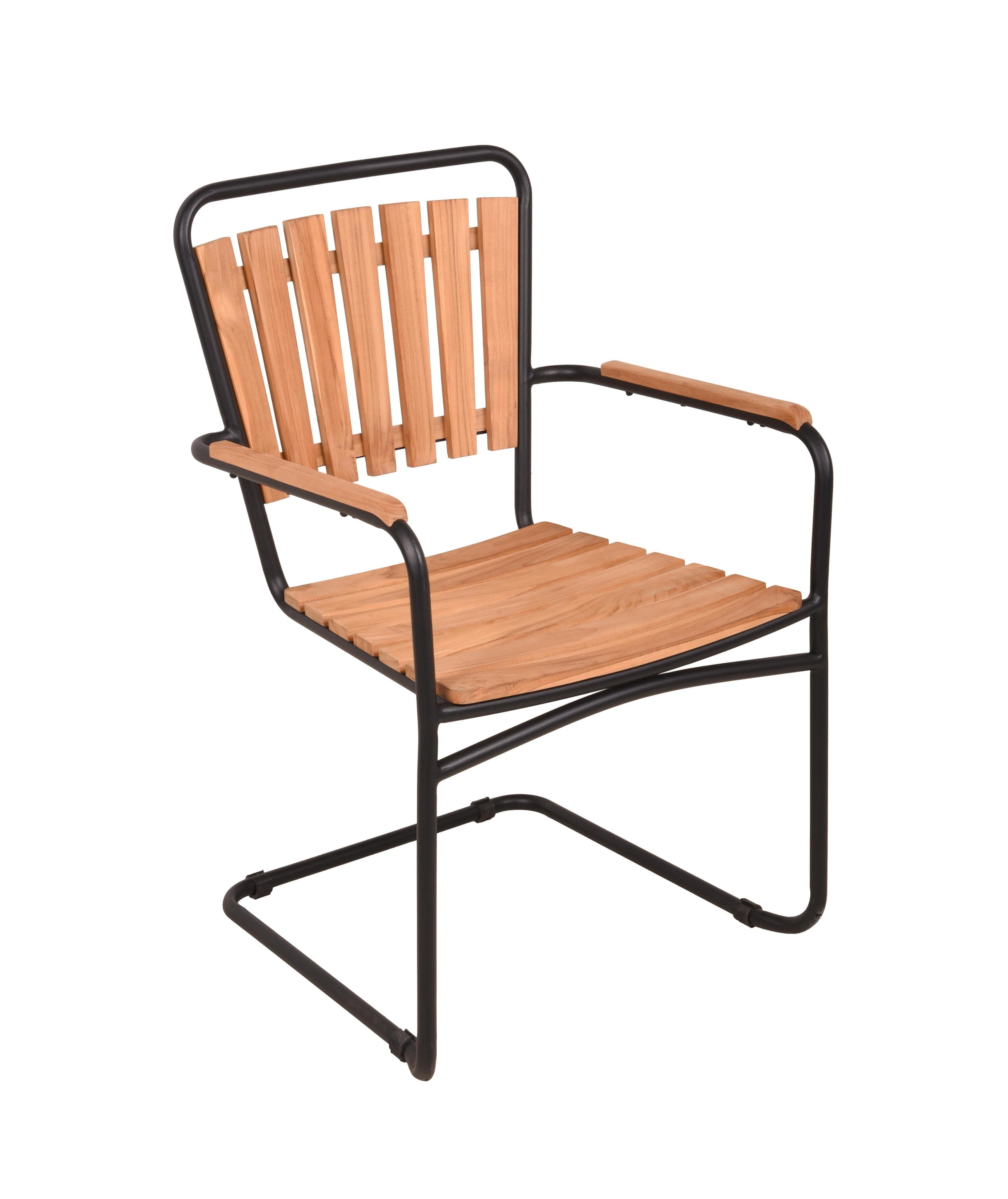Gartenstuhl Covina Teak Schwarz stapelbar