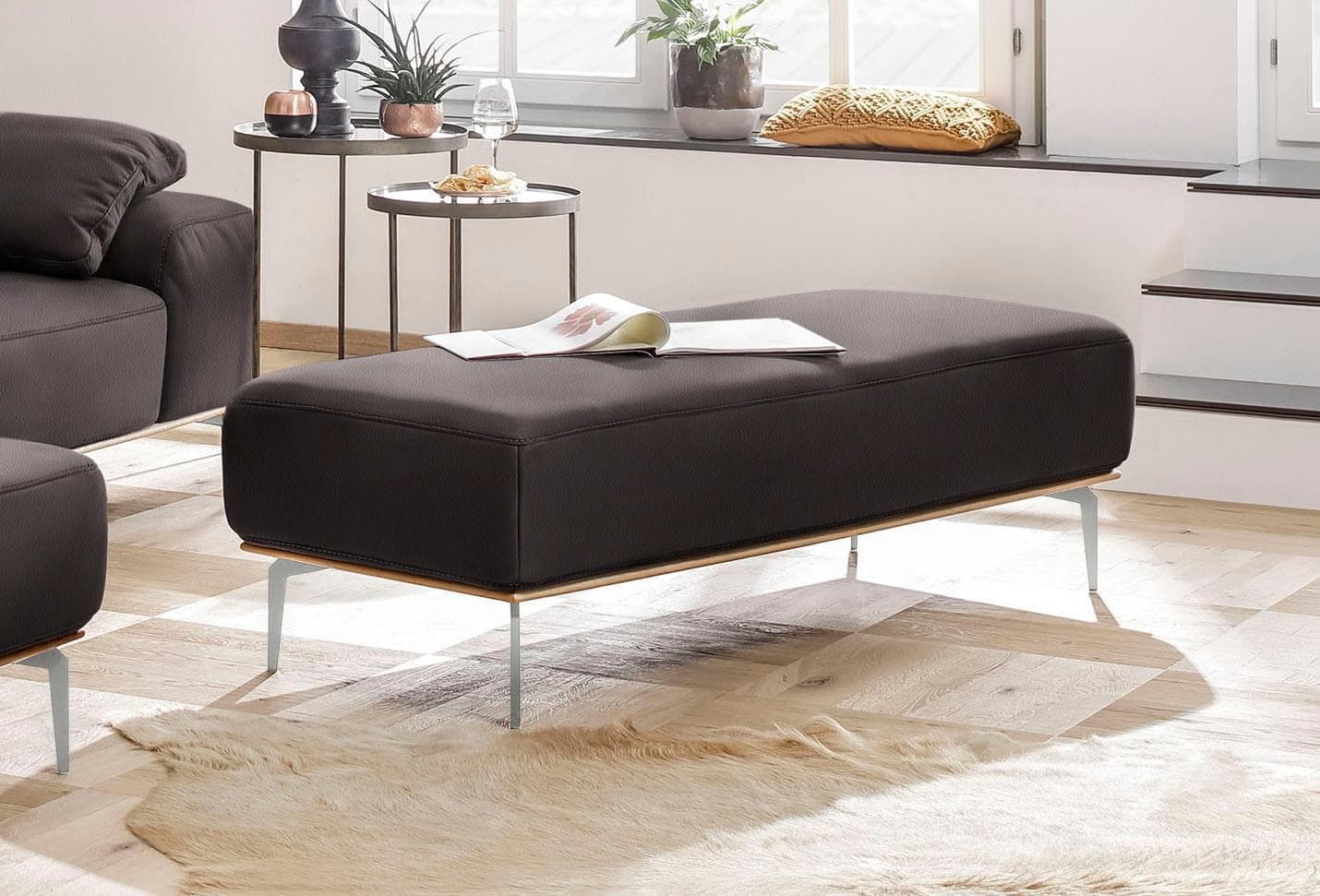 Polsterhocker W.SCHILLIG Mocca Z73 mit Chrom Füßen