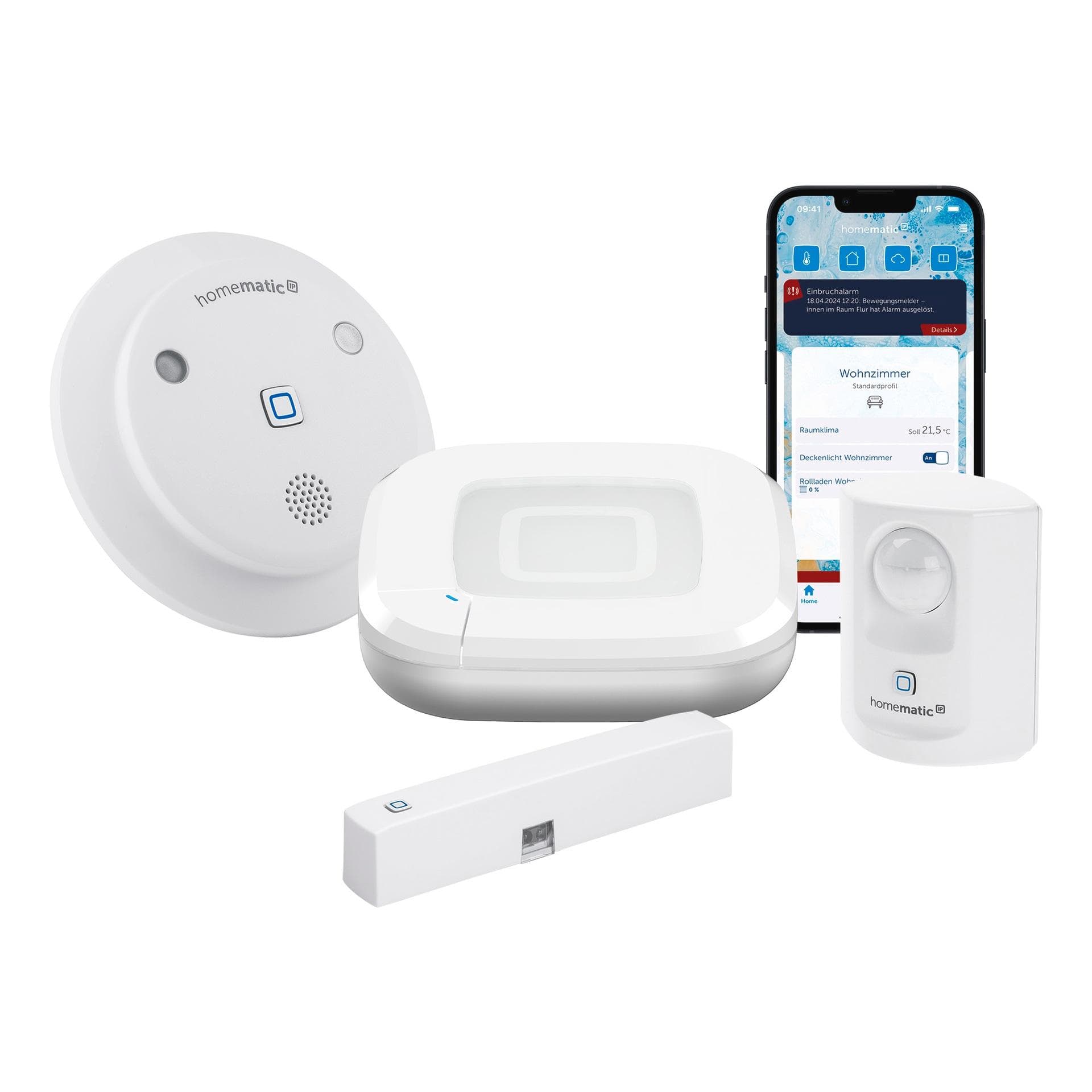HOMEMATIC IP Smart-Home Starter-Set Alarm App-Bedienung