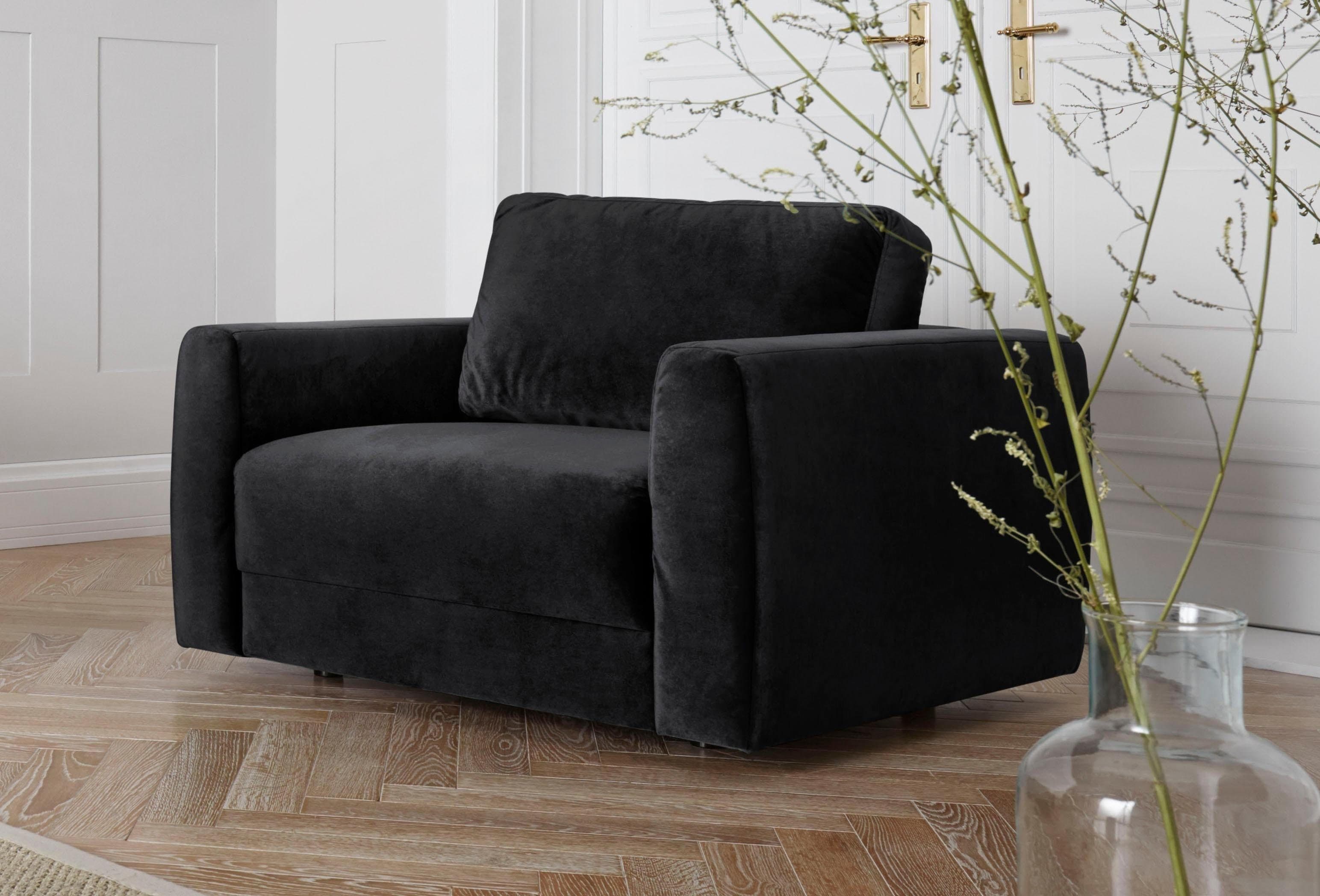OTTO HOME Hobro Loungesessel Schwarz Luxus-Microfaser Lederoptik