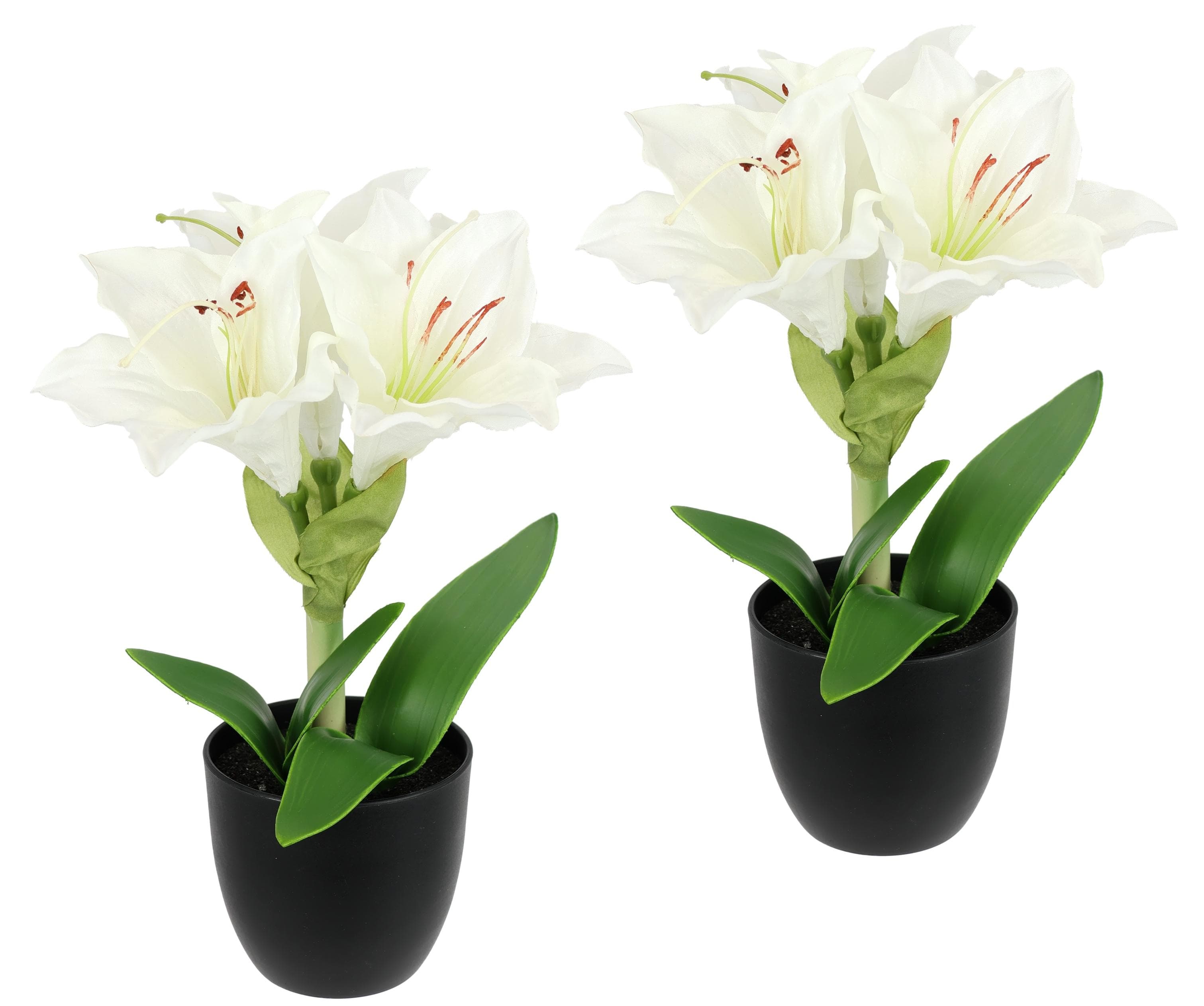 Kunstblume Amaryllis im Topf Weiß Polyester
