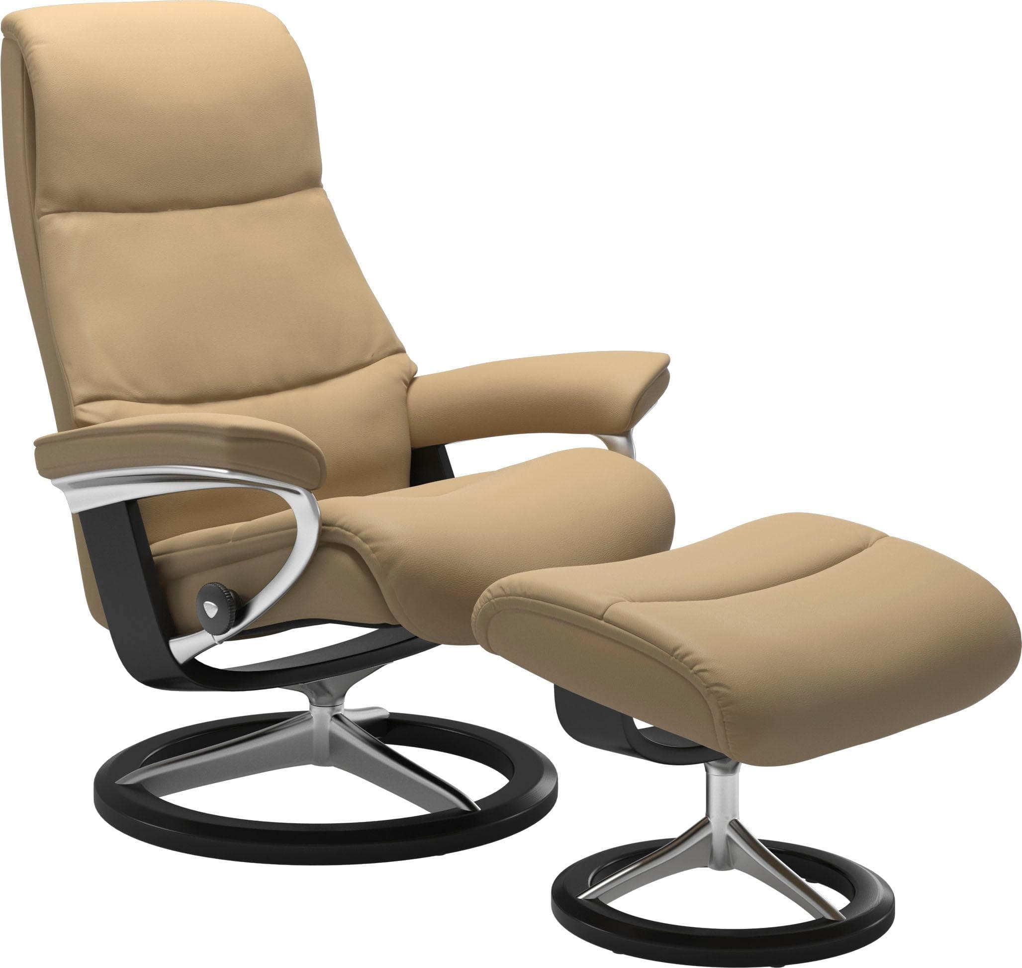 STRESSLESS Relaxsessel View Set mit Hocker Leder Beige