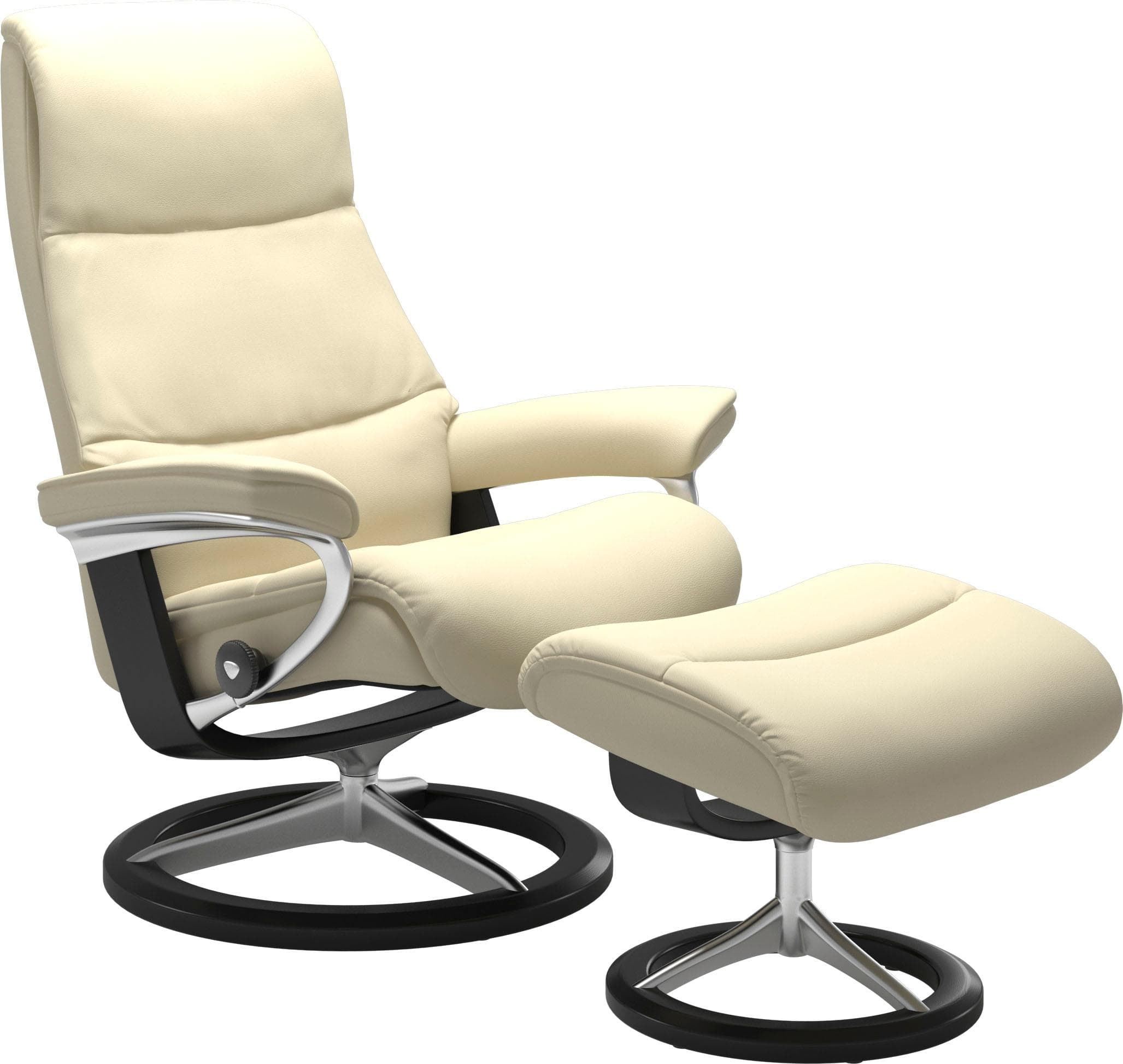 STRESSLESS Relaxsessel View Set Beige Leder mit Hocker