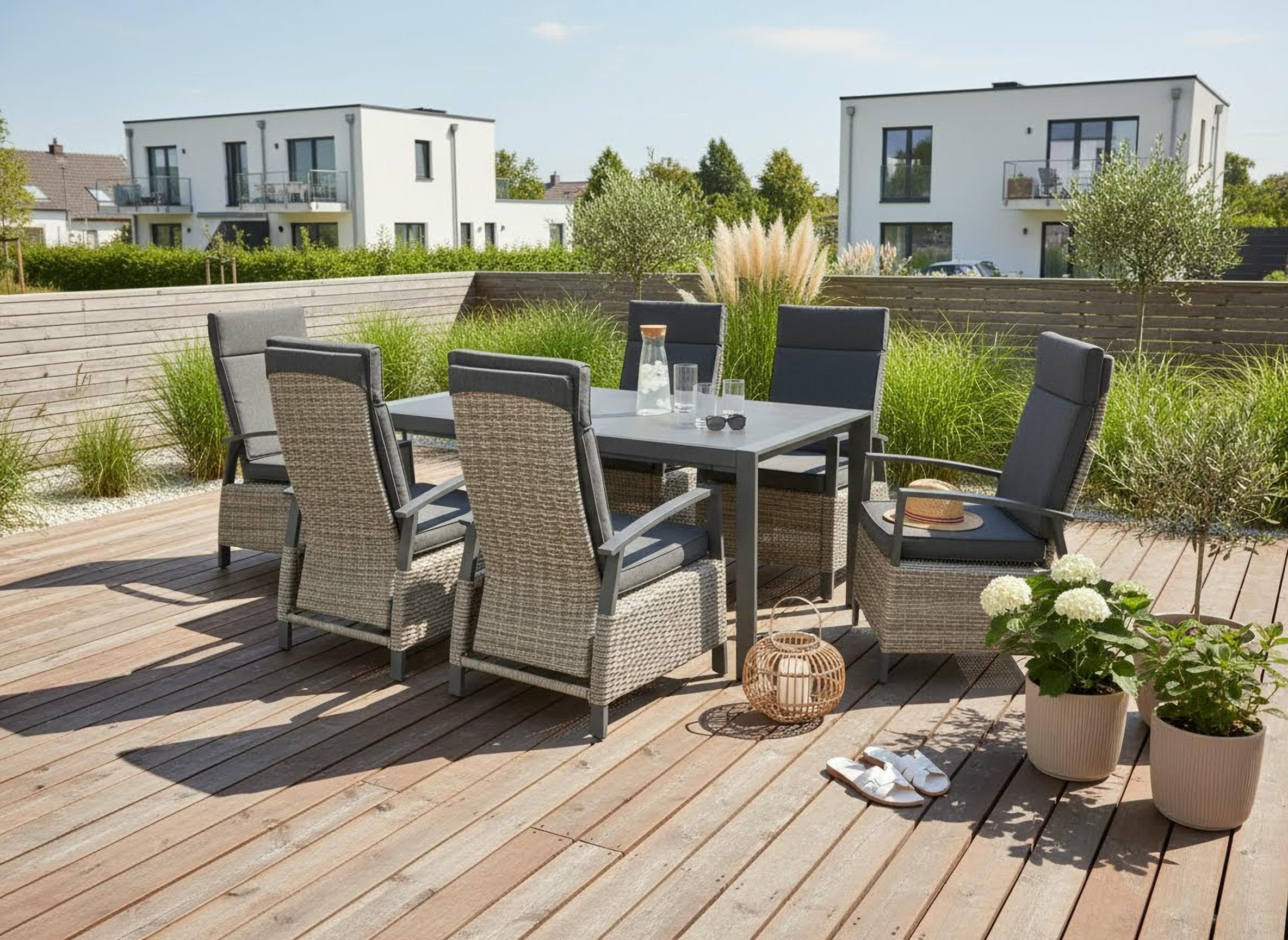 Garten-Essgruppe OTTO HOME "Menton" Dunkelgrau Aluminium Wicker