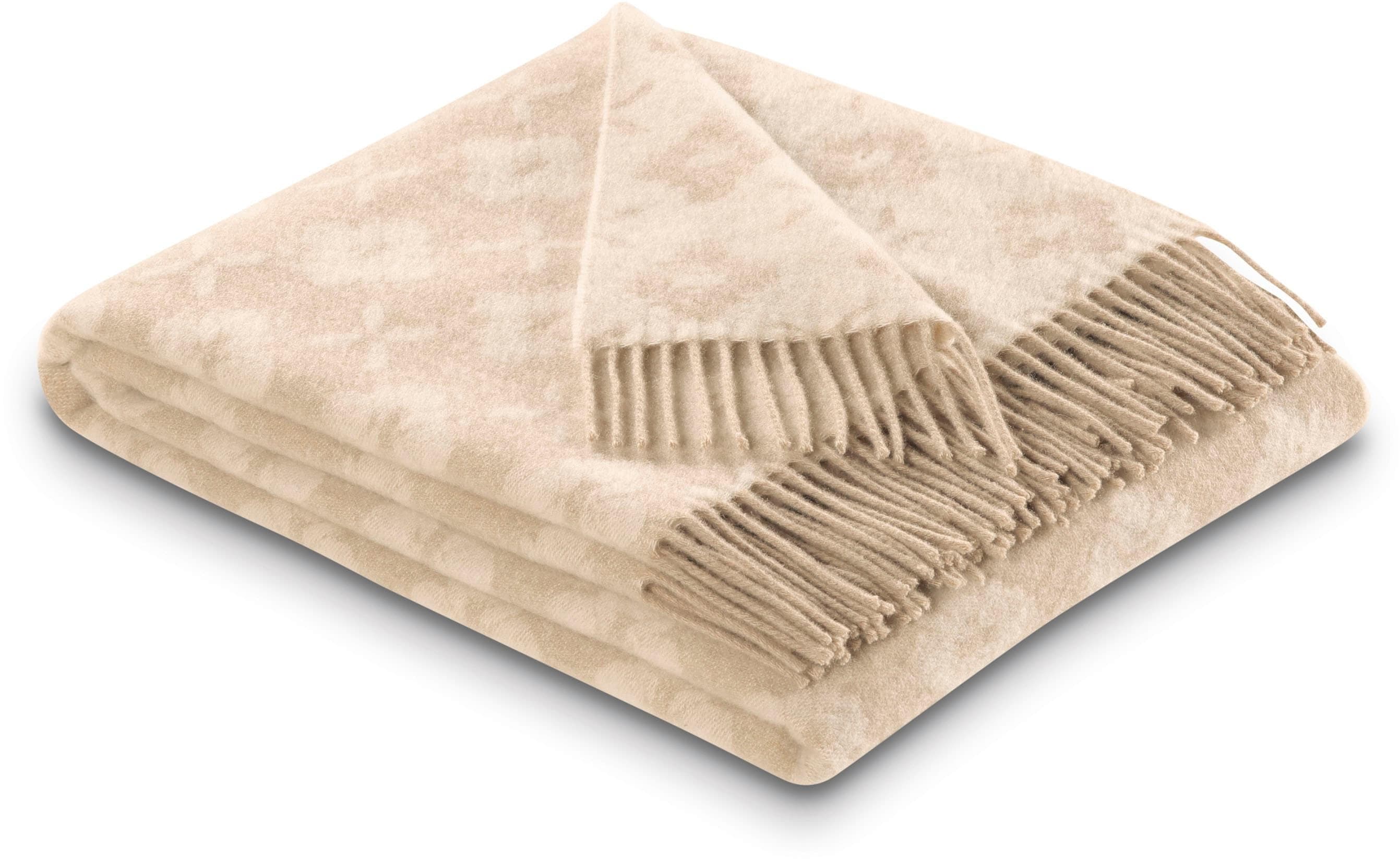 BIEDERLACK Plaid Primo Wohndecke Beige Kaschmir-Wolle-Mix