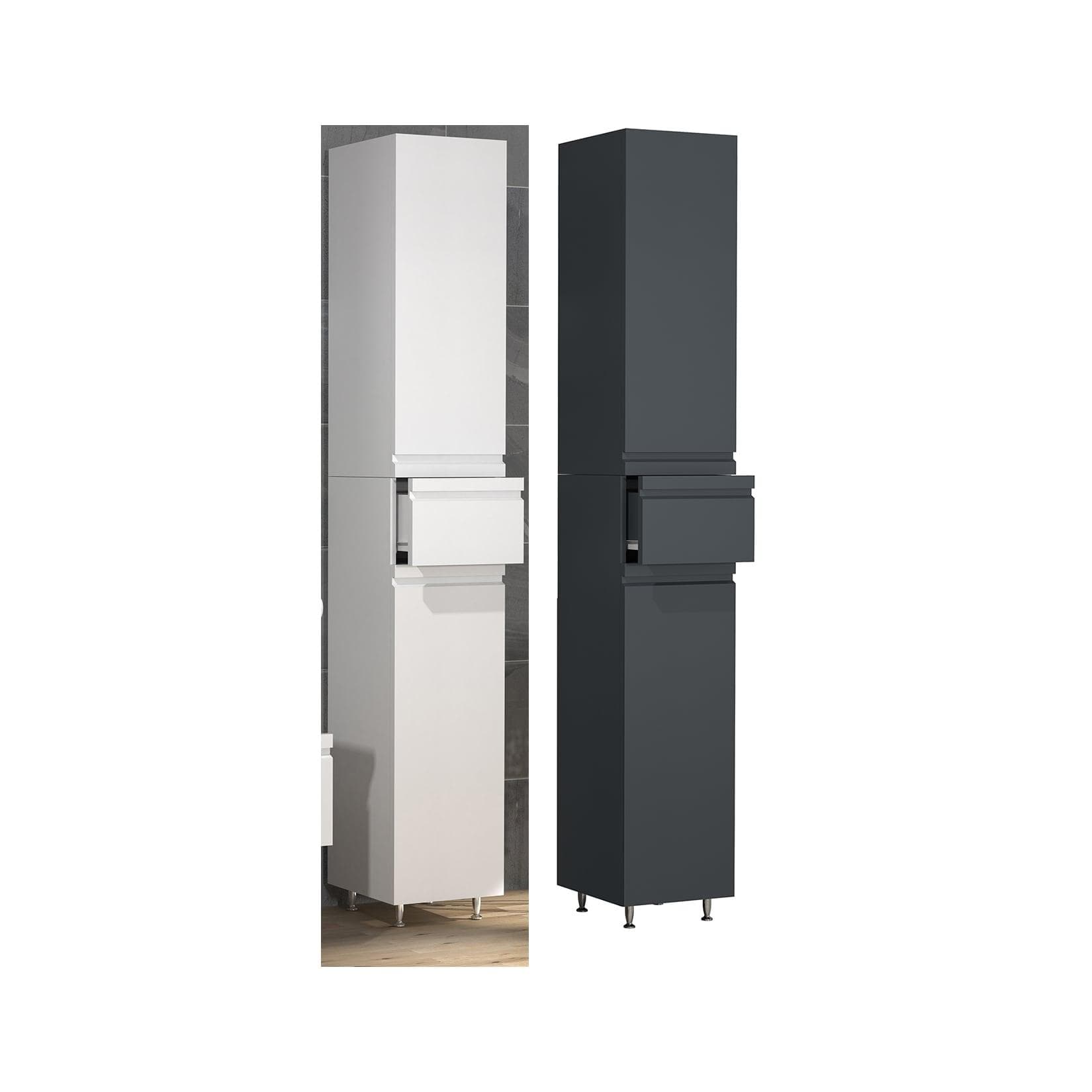 VCM Hochschrank Silora Anthrazit Holz Badmöbel