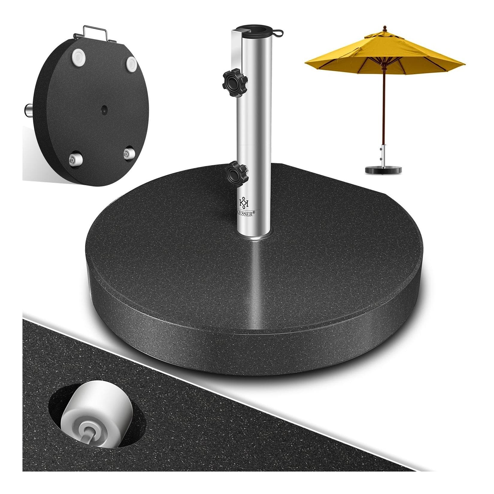 KESSER® Granit Sonnenschirmständer mit Edelstahlrohr