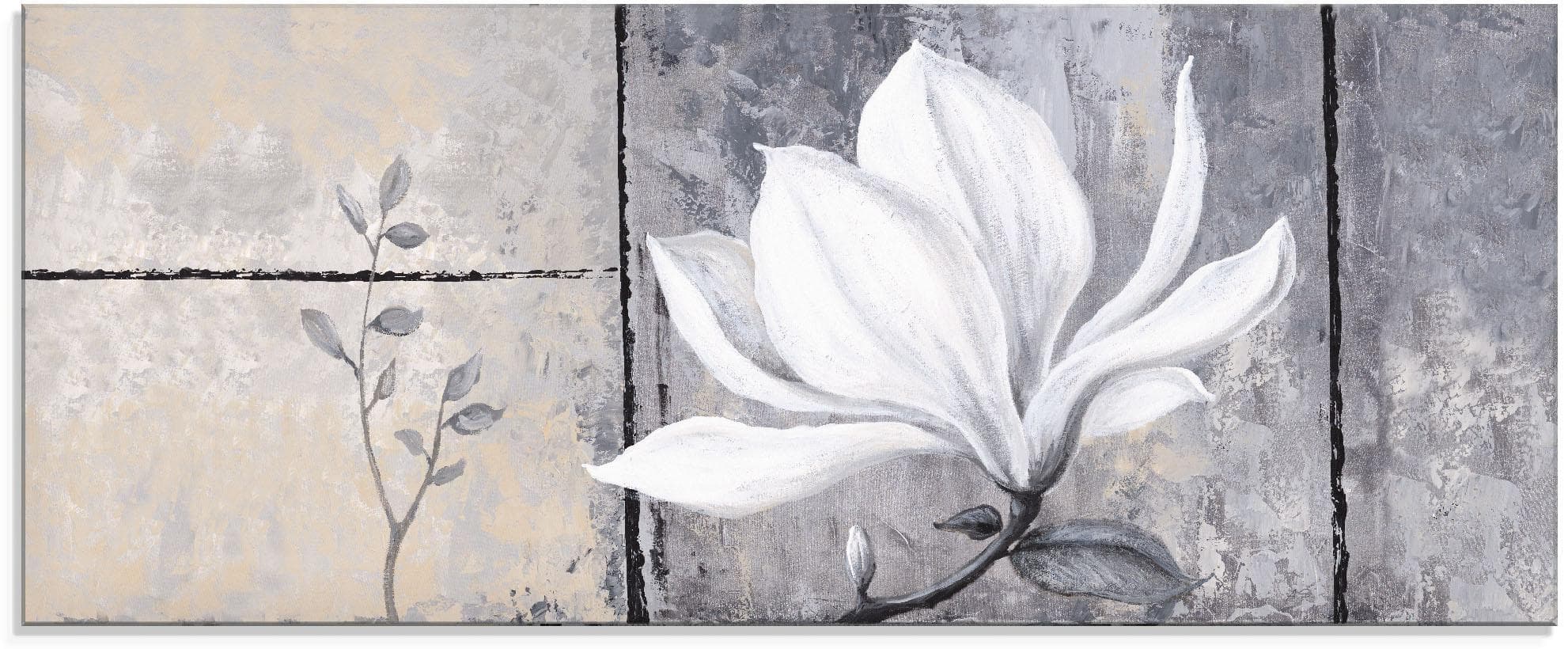 Zeitgenössisches Glasbild mit Blumenmotiv