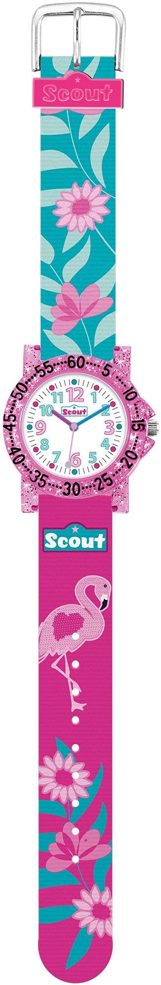 Scout Kinderuhr Quarz bunt Flamingo Lernuhr