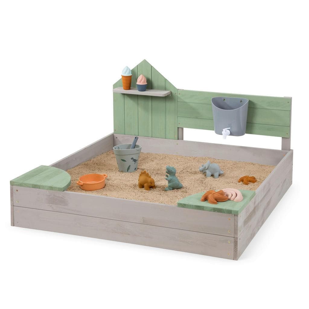 Muddy Buddy Sandkasten Cozy House mit Wassertank und Sitzflächen