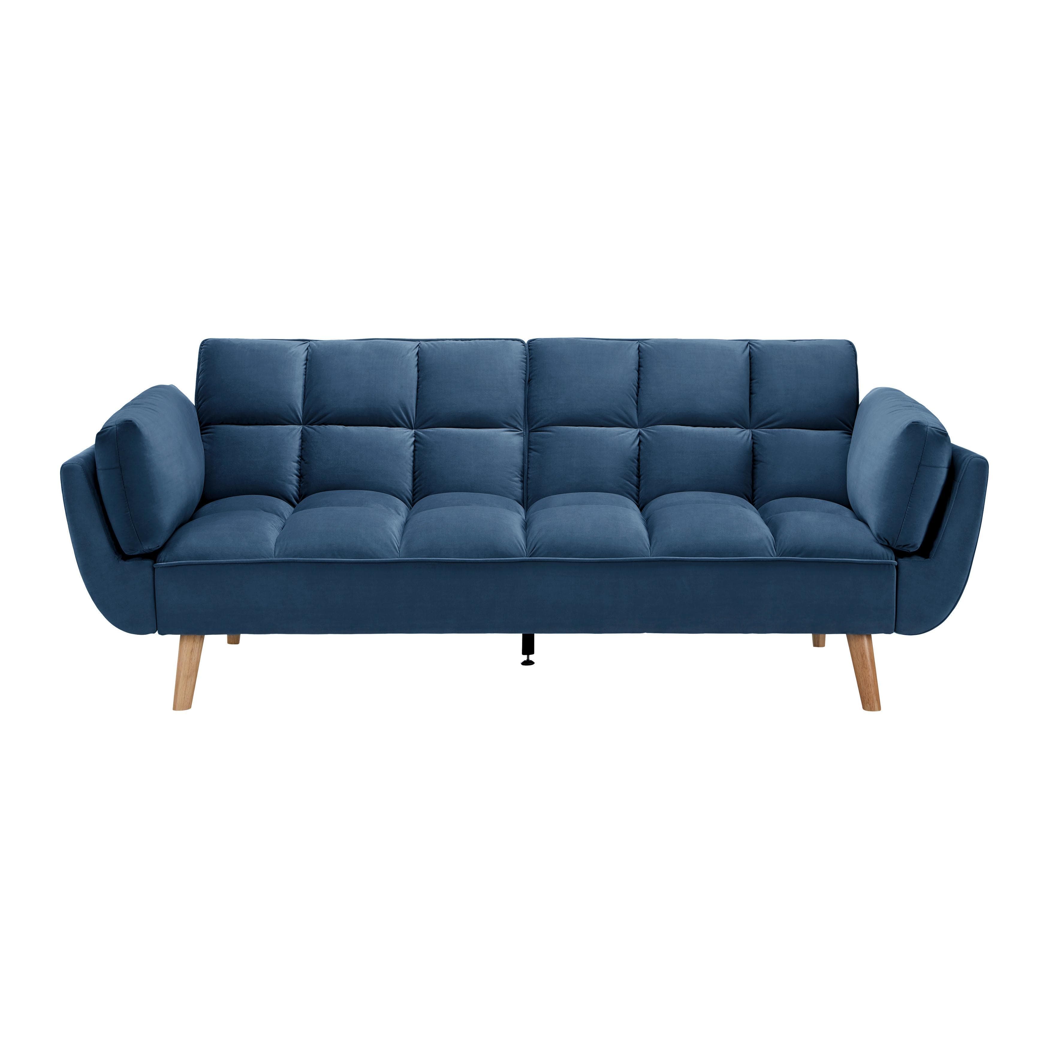 Schlafsofa Cora Blau Samt mit Schlaffunktion