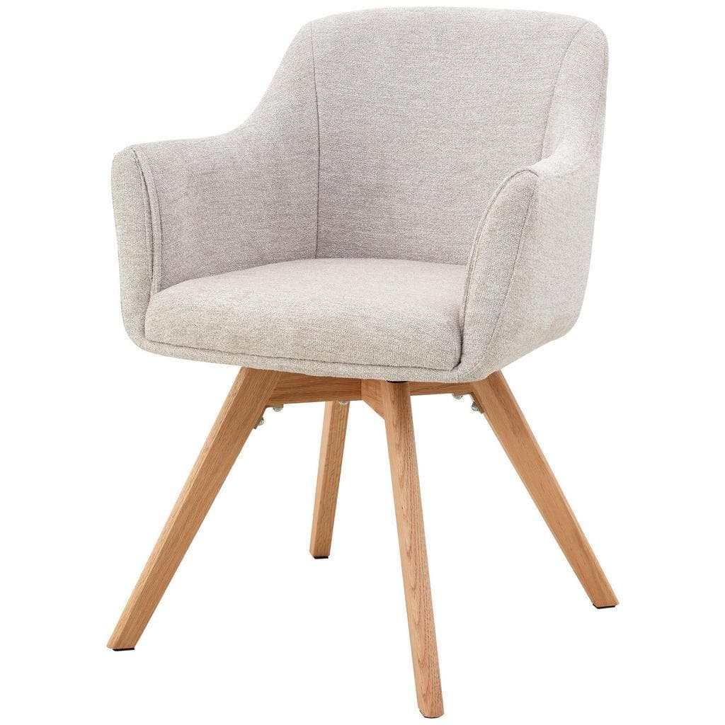 Livetastic Armlehnstuhl Creme Holz Metall Textil Eiche Pappel U-Form 360° drehbar