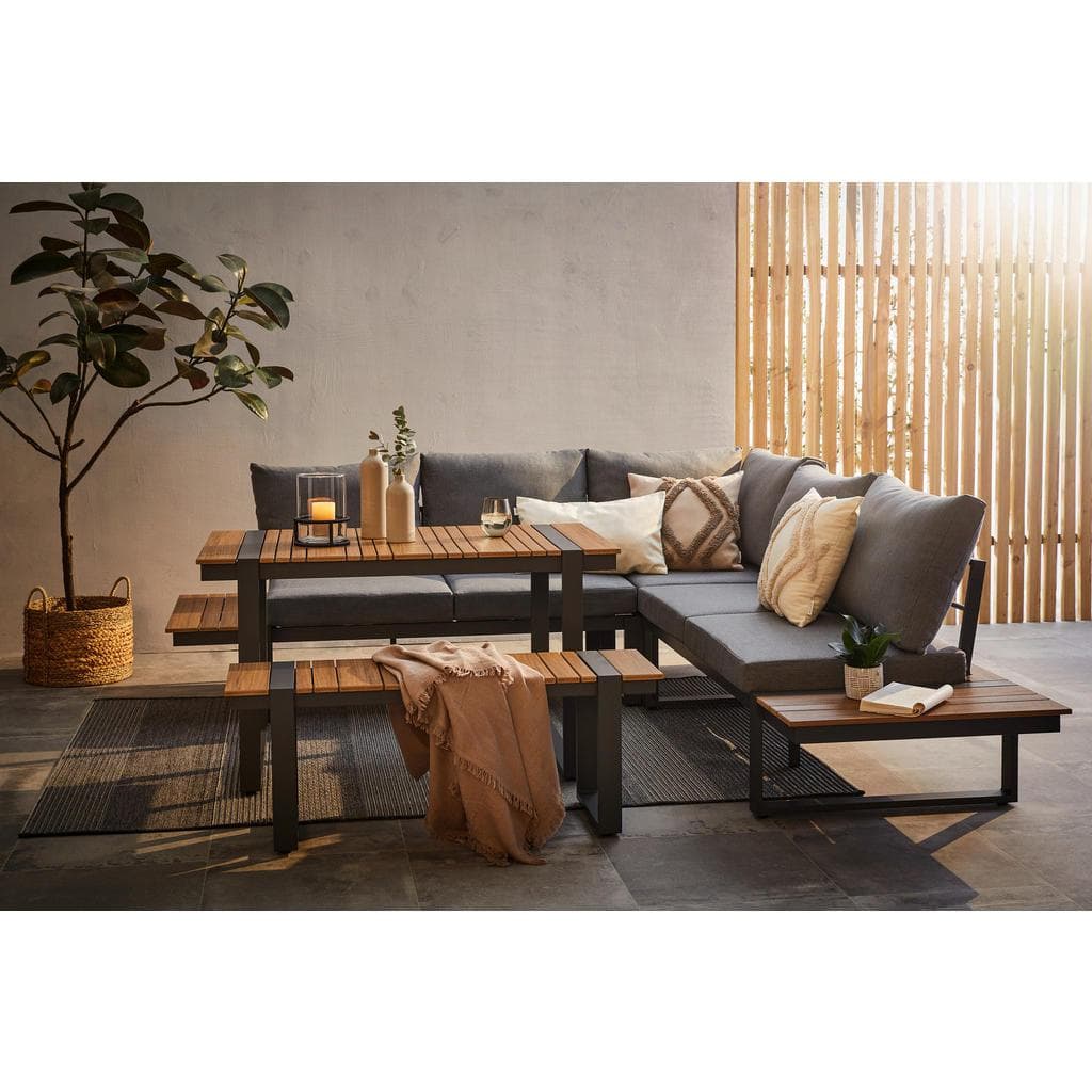 Ambia Garden Dining-Loungeset Anthrazit Grau mit Kissen