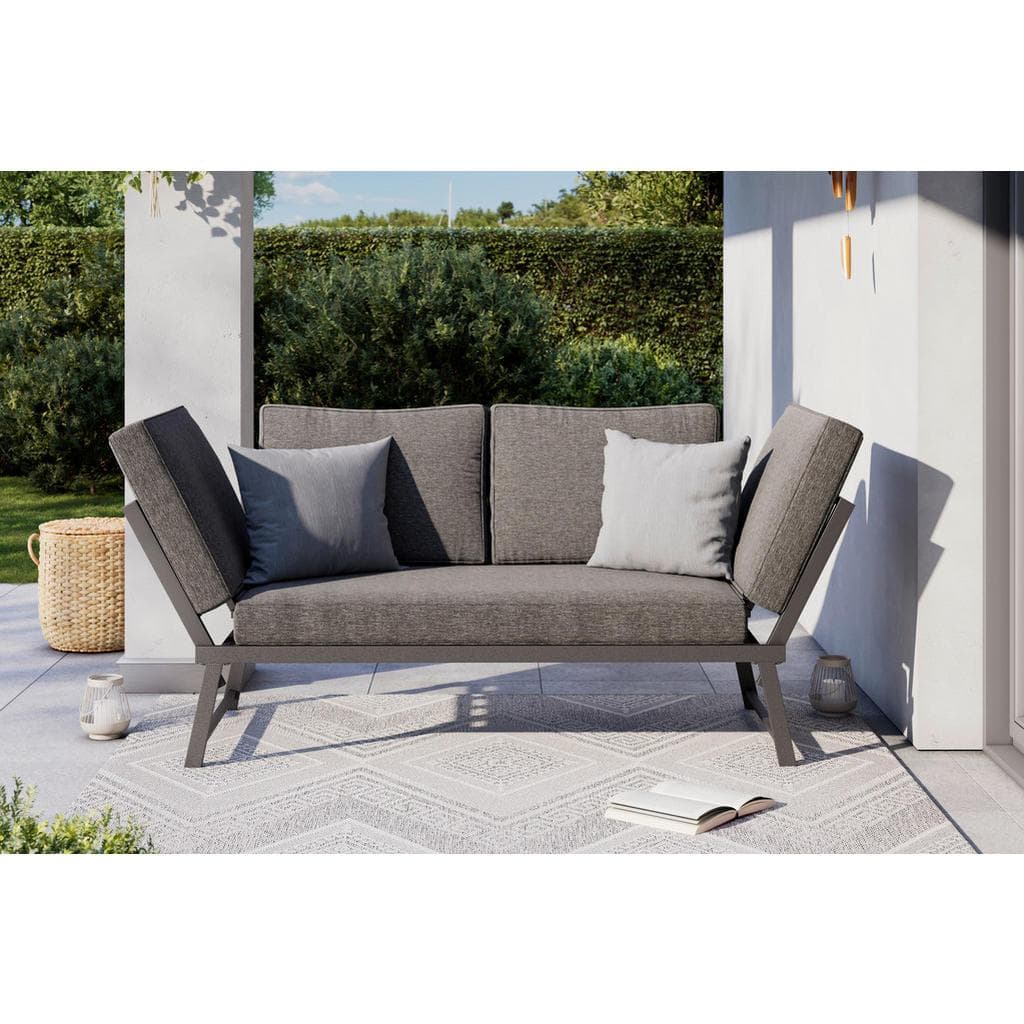 Ambia Garden Gartenbank Grau Ausklappbar Metall