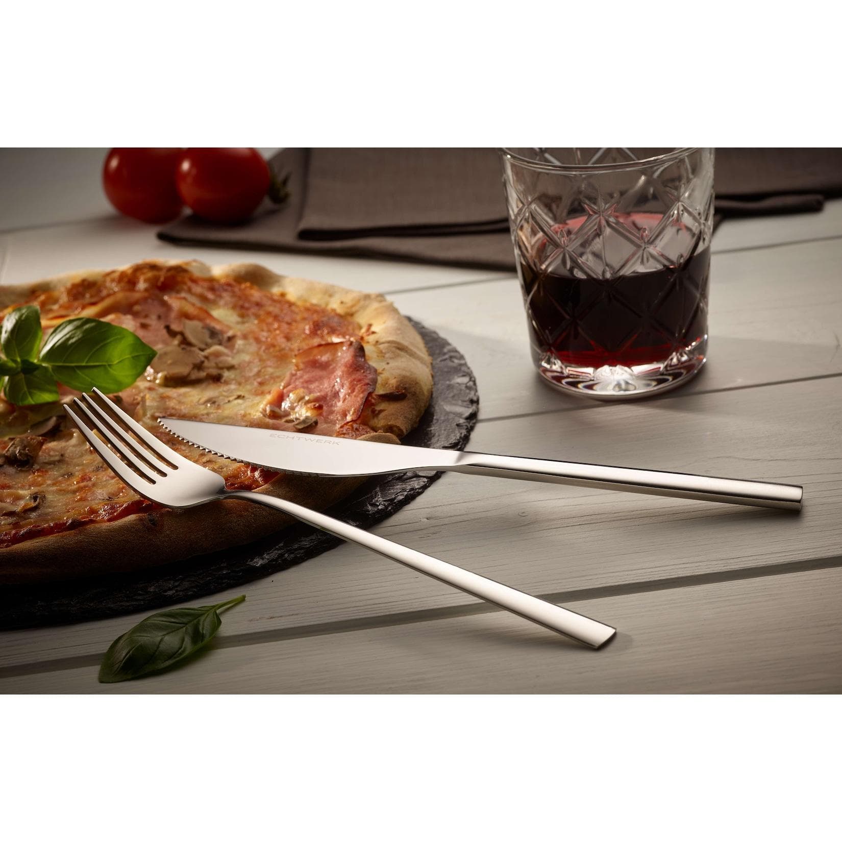 ECHTWERK Pizzabesteck Set Bari 8tlg Spiegeloptik Silber