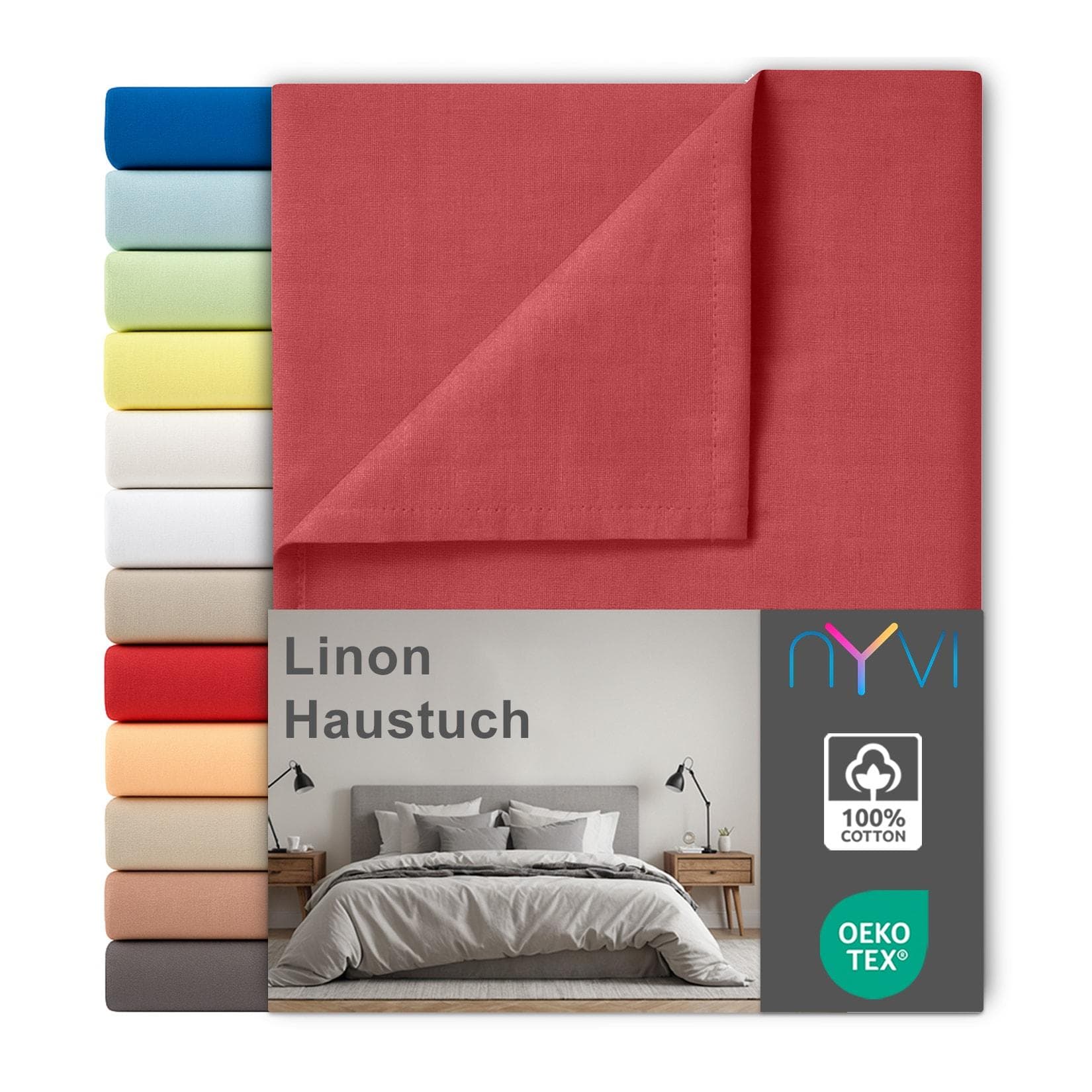NYVI Linon Deluxe Bettlaken Rot 100% Baumwolle