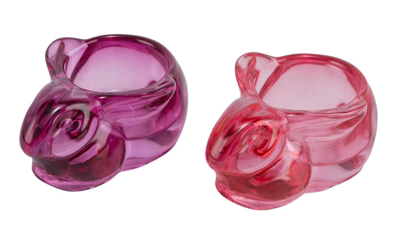 Teelichthalter HASE Glas Rosa