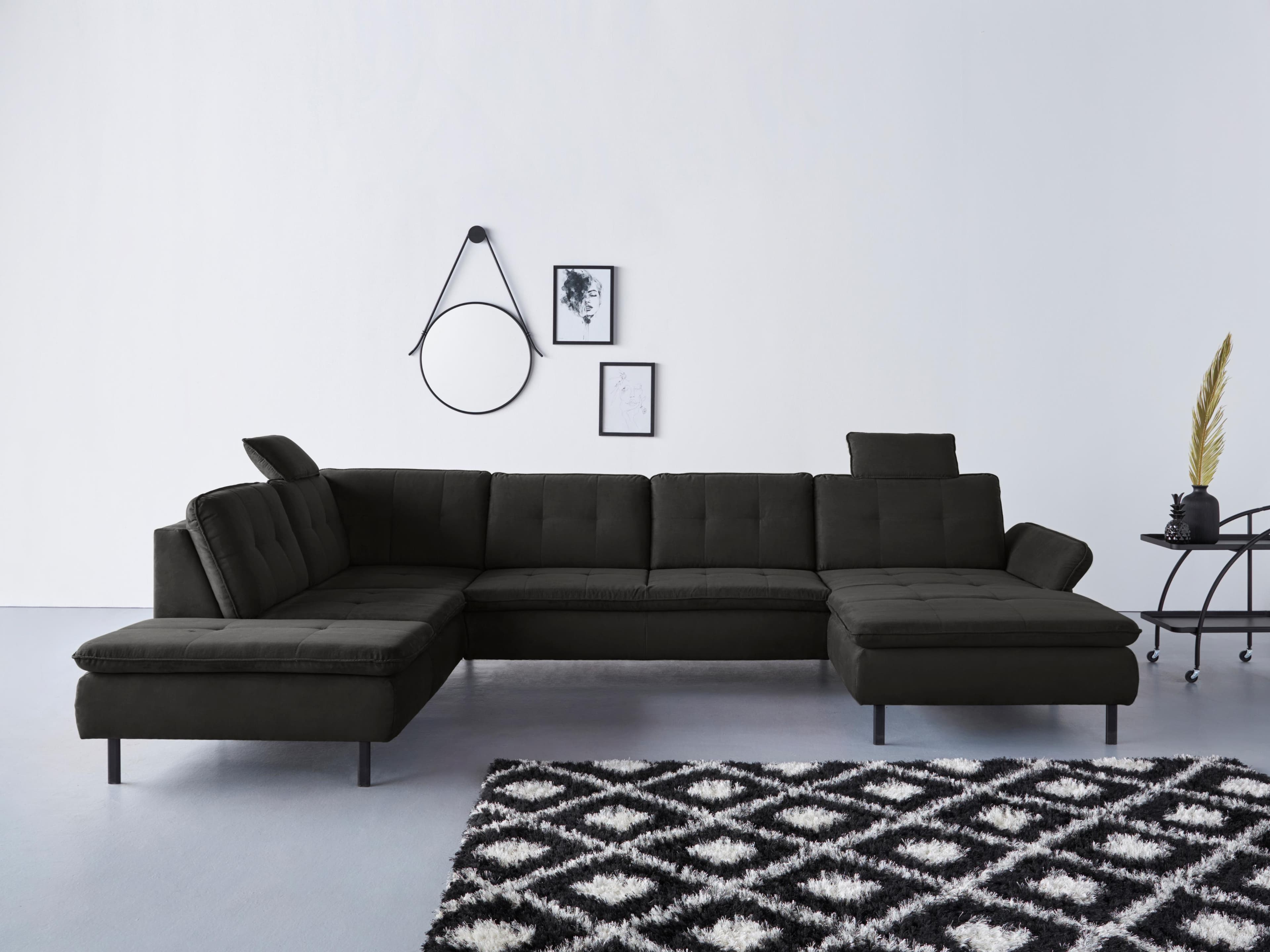 HOME AFFAIRE Wohnlandschaft Birkholm U-Form Schwarz