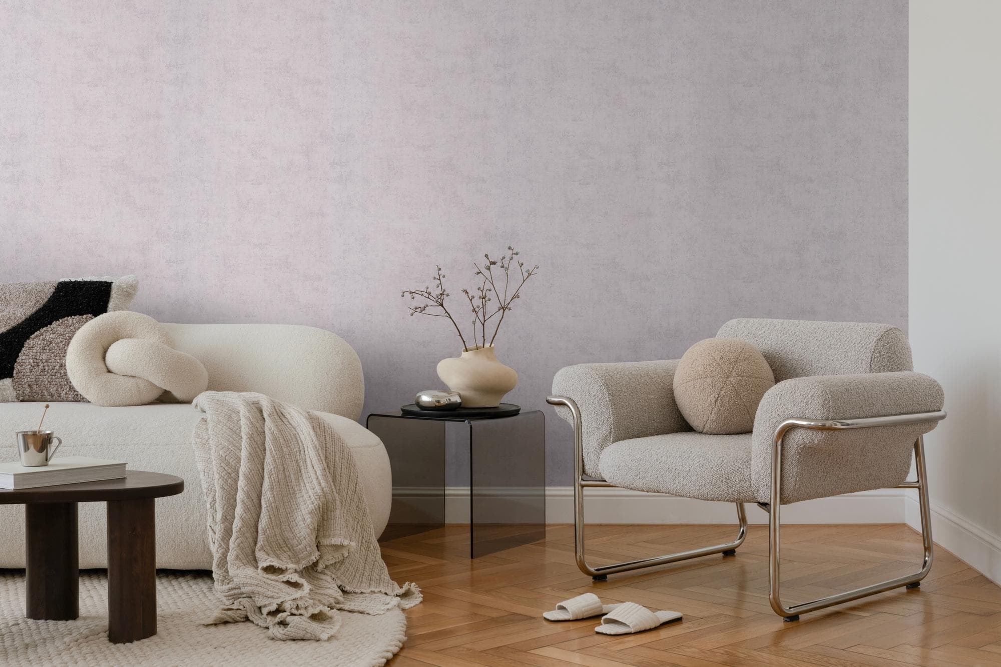 Vliestapete lila, nachtblau, strukturiert, matt, Putzoptik