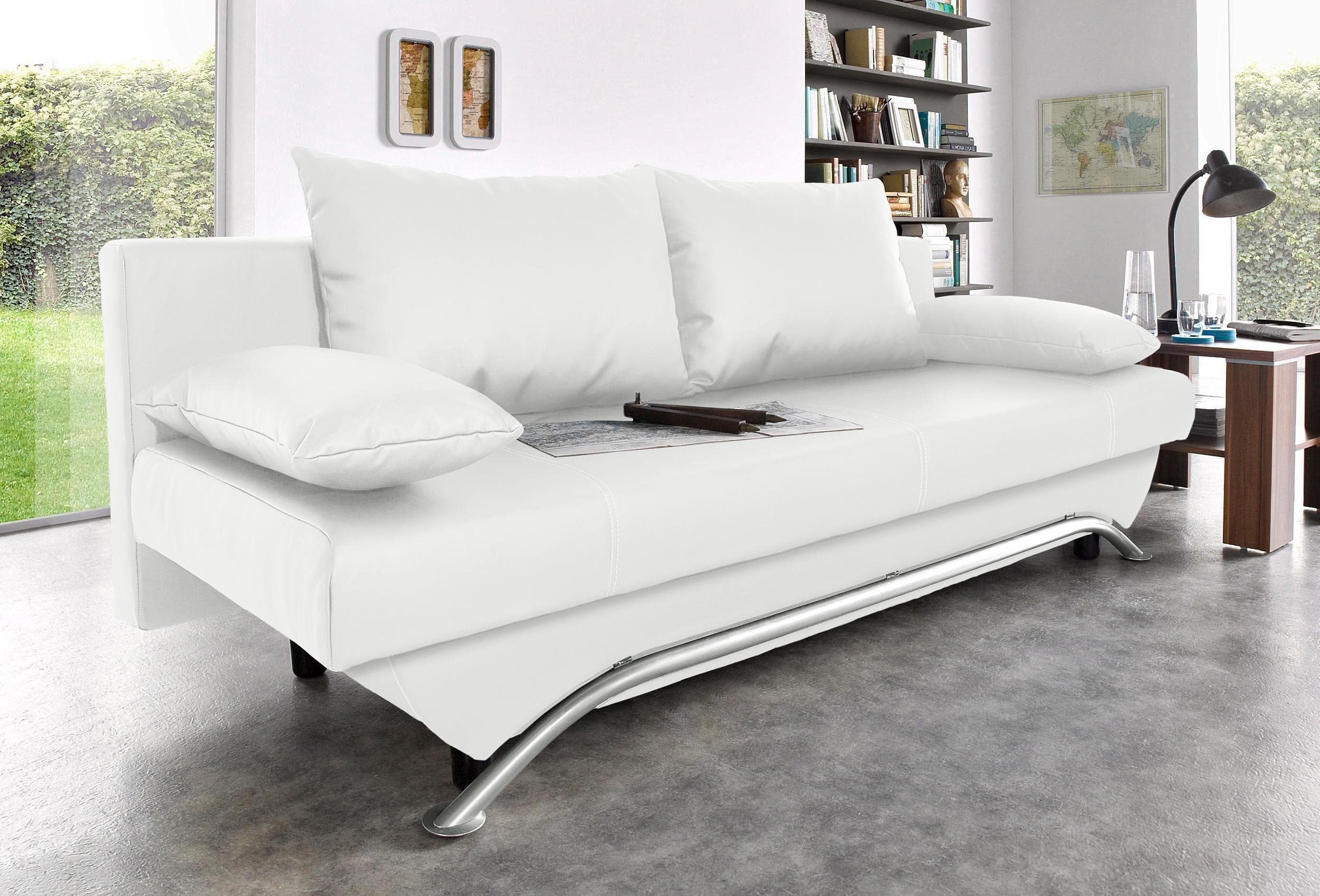 Jockenhöfer Schlafsofa Nancy Weiß mit Bettfunktion und Bettkasten